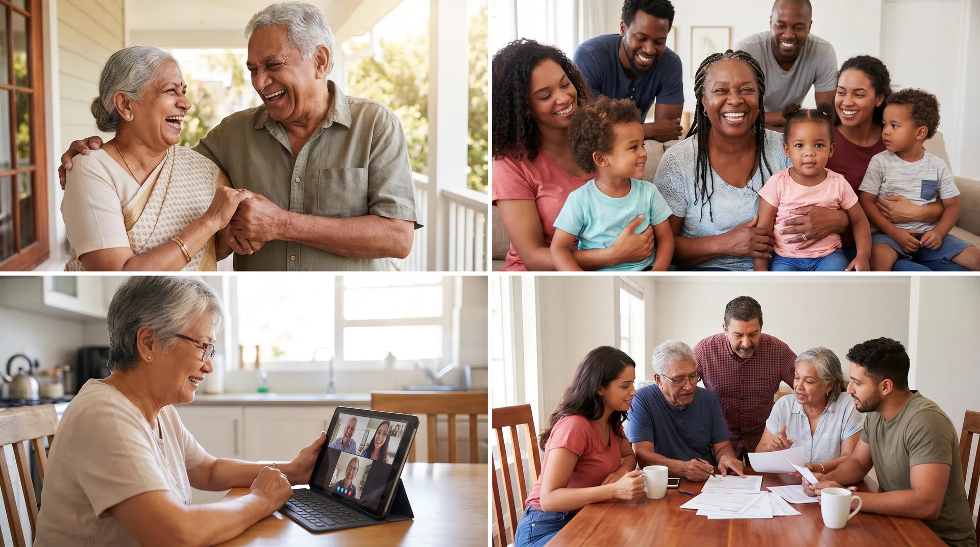 Older Black couple relaxed at home after receiving trusted support