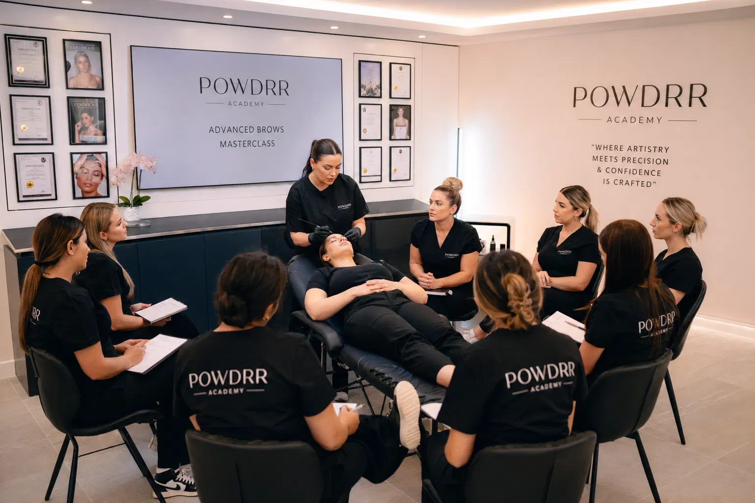 Powdrr graduates in a masterclass setting