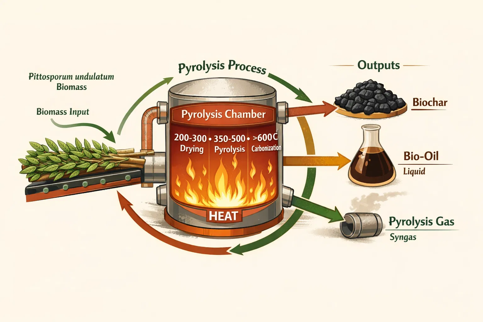 Pyrolysis process diagram