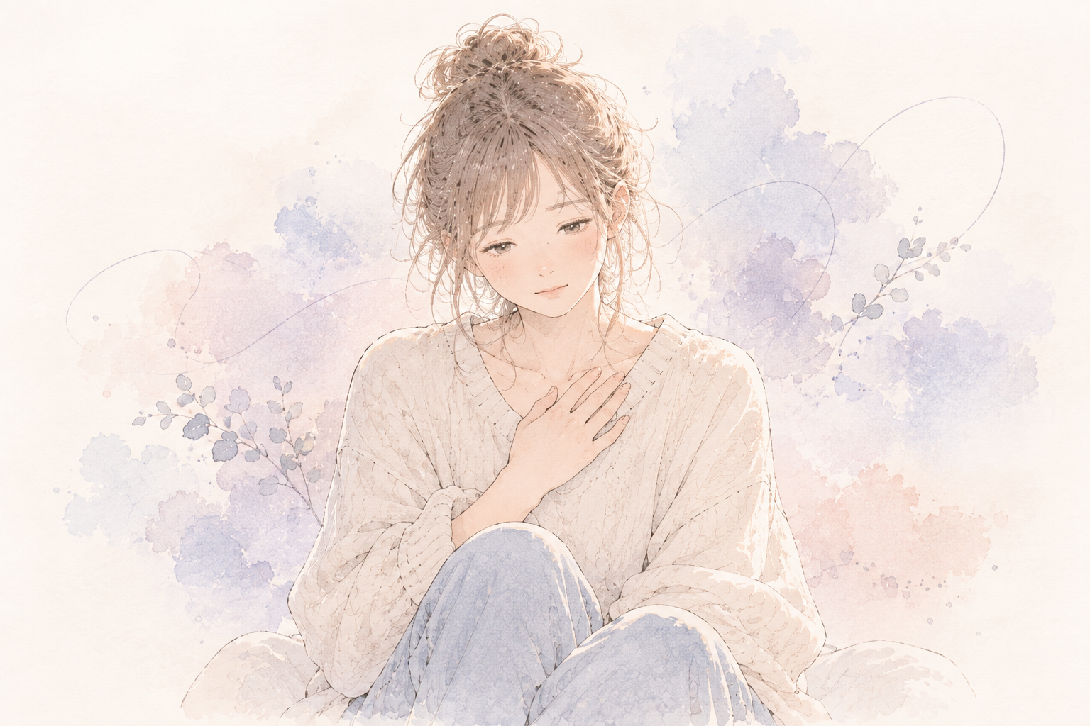 自分の気持ちにそっと意識を向ける女性