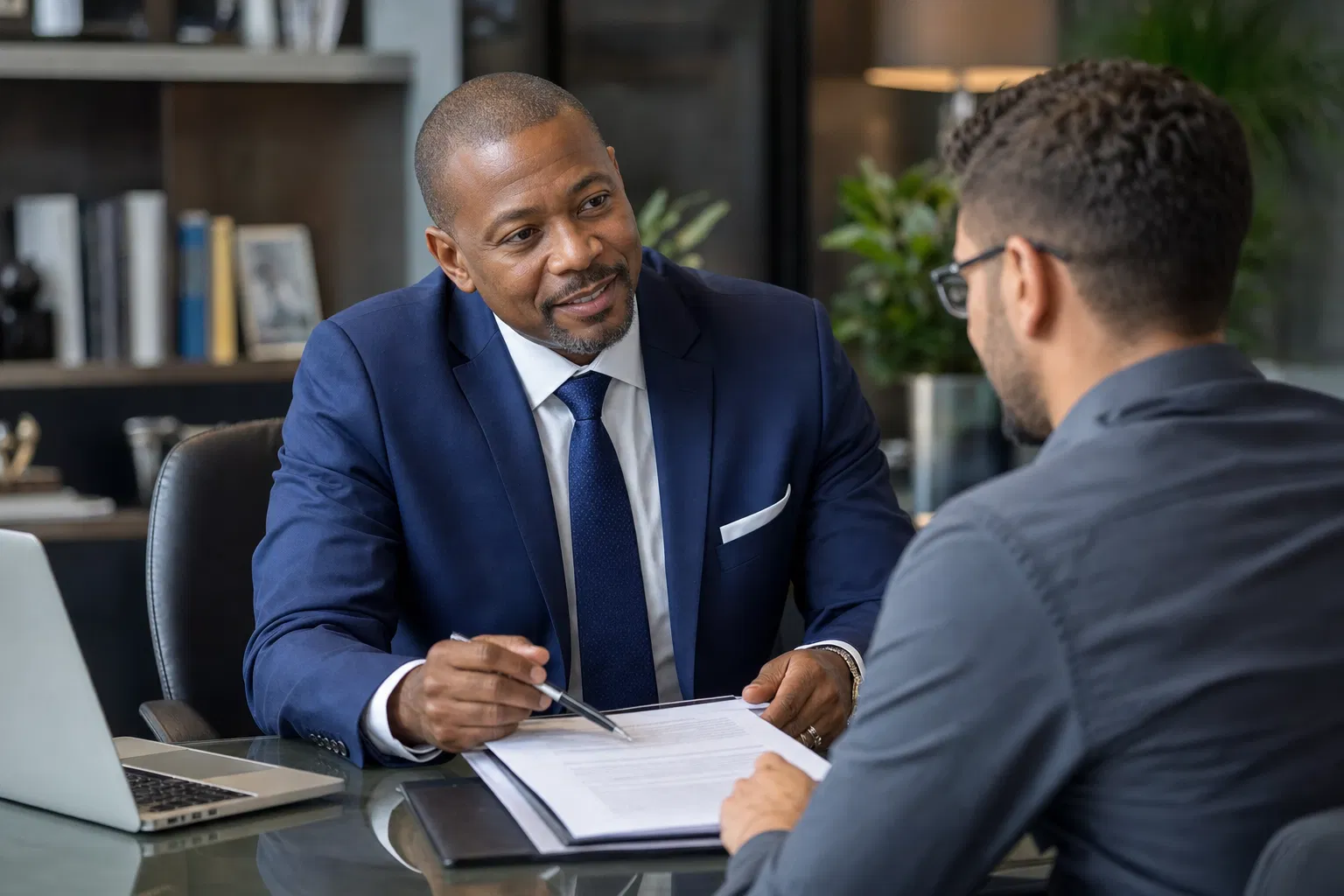Insurance advisor meeting with client