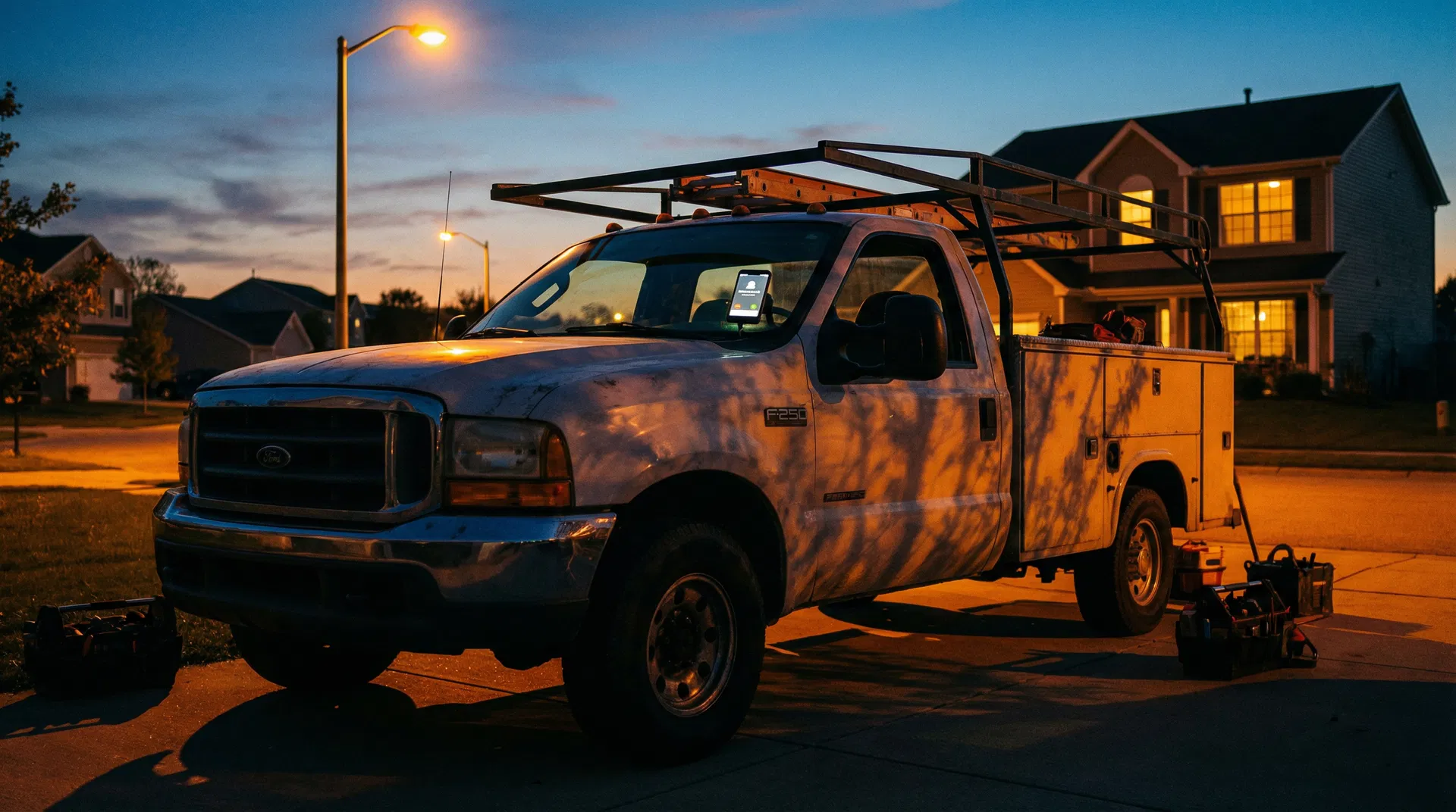 Service truck at job site