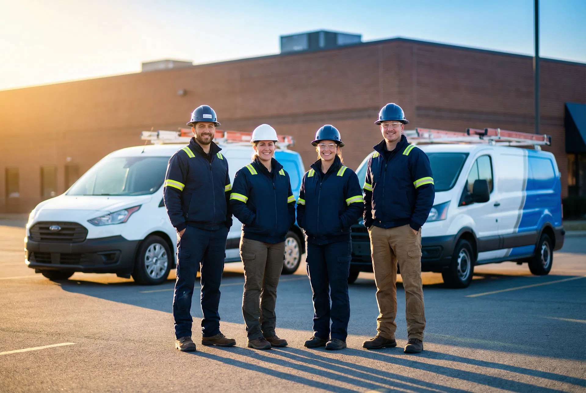 Professional electrician team