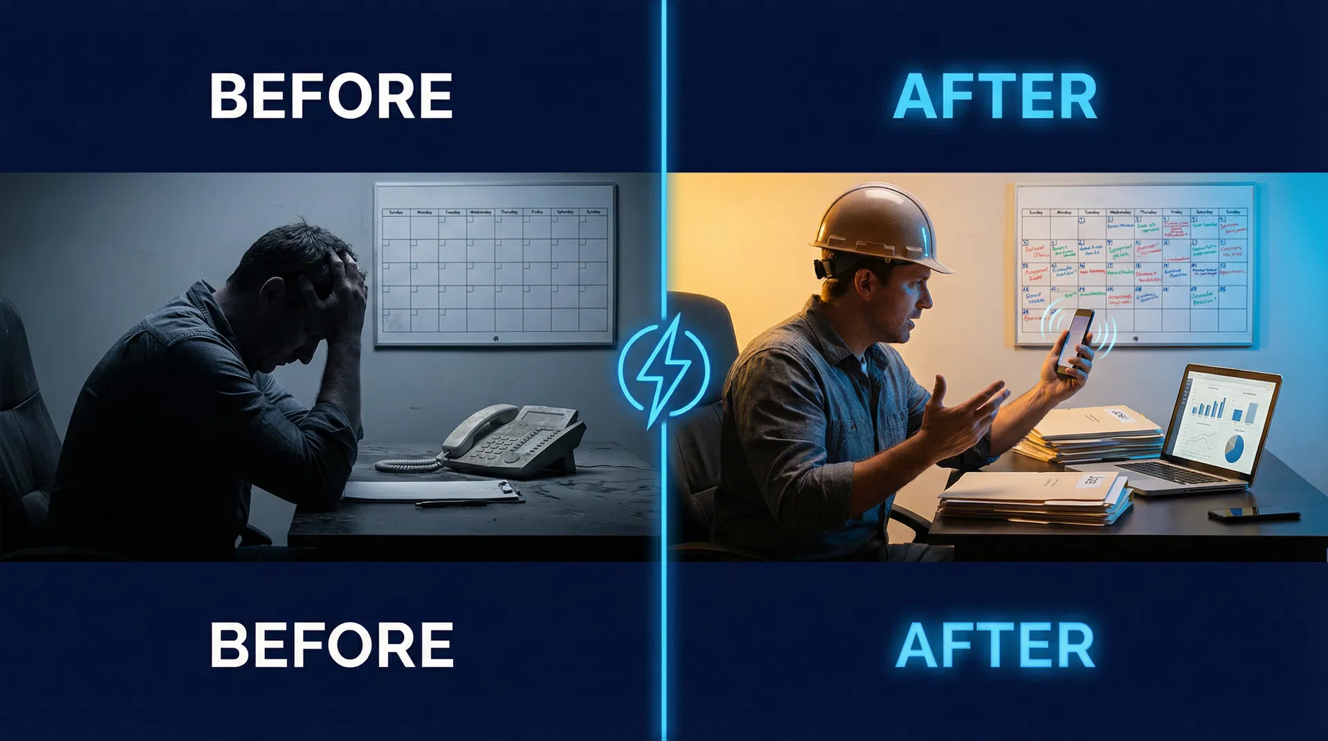 Before and after Apex Method for roofers