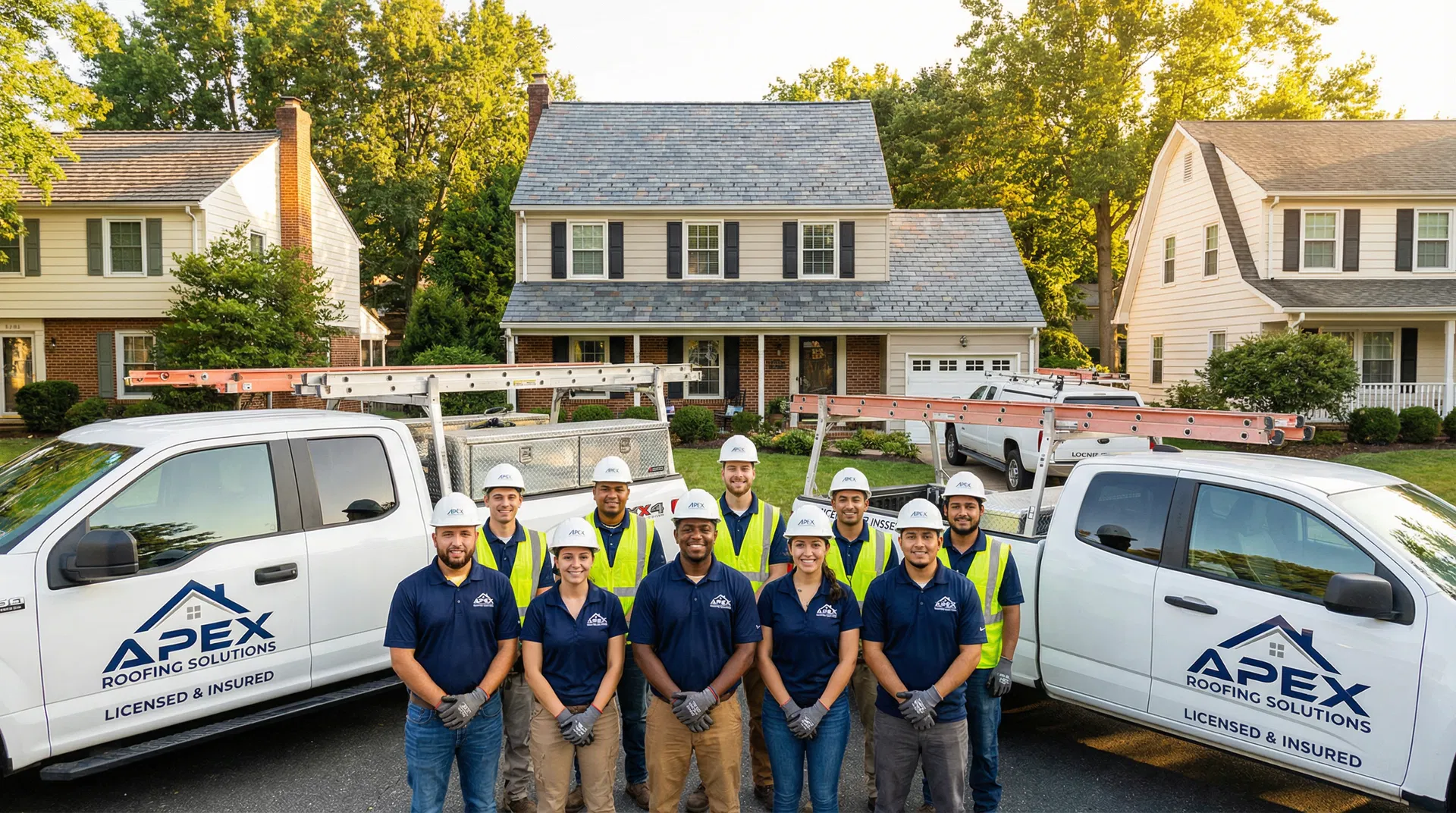 Professional roofing team