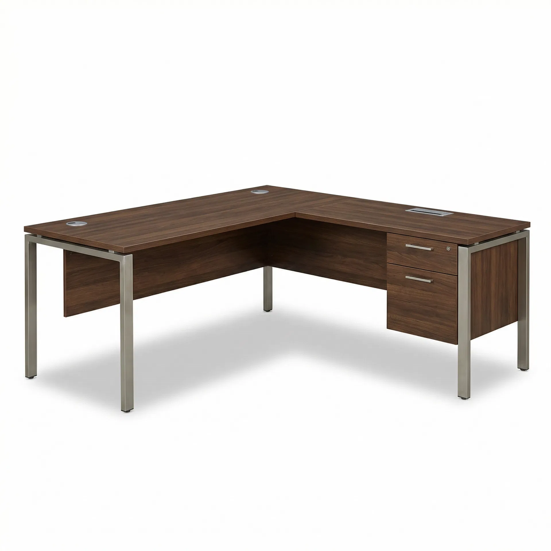 H-Pro Executive L-Shaped Desk - Walnut