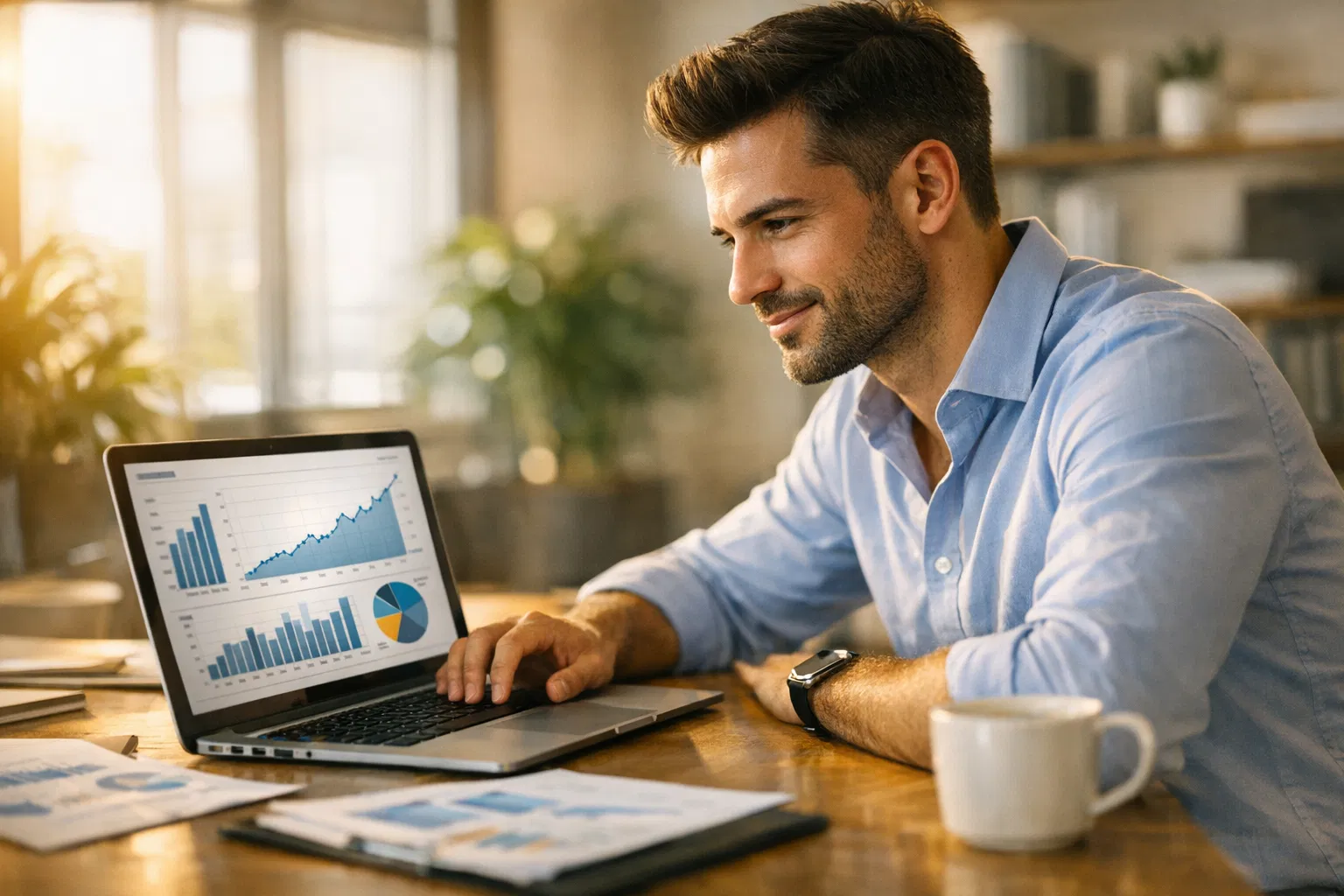 Professional reviewing financial charts