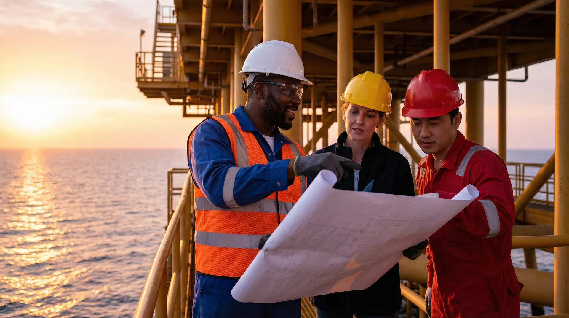 Frontgate Oil & Gas — diverse engineering team on oil rig