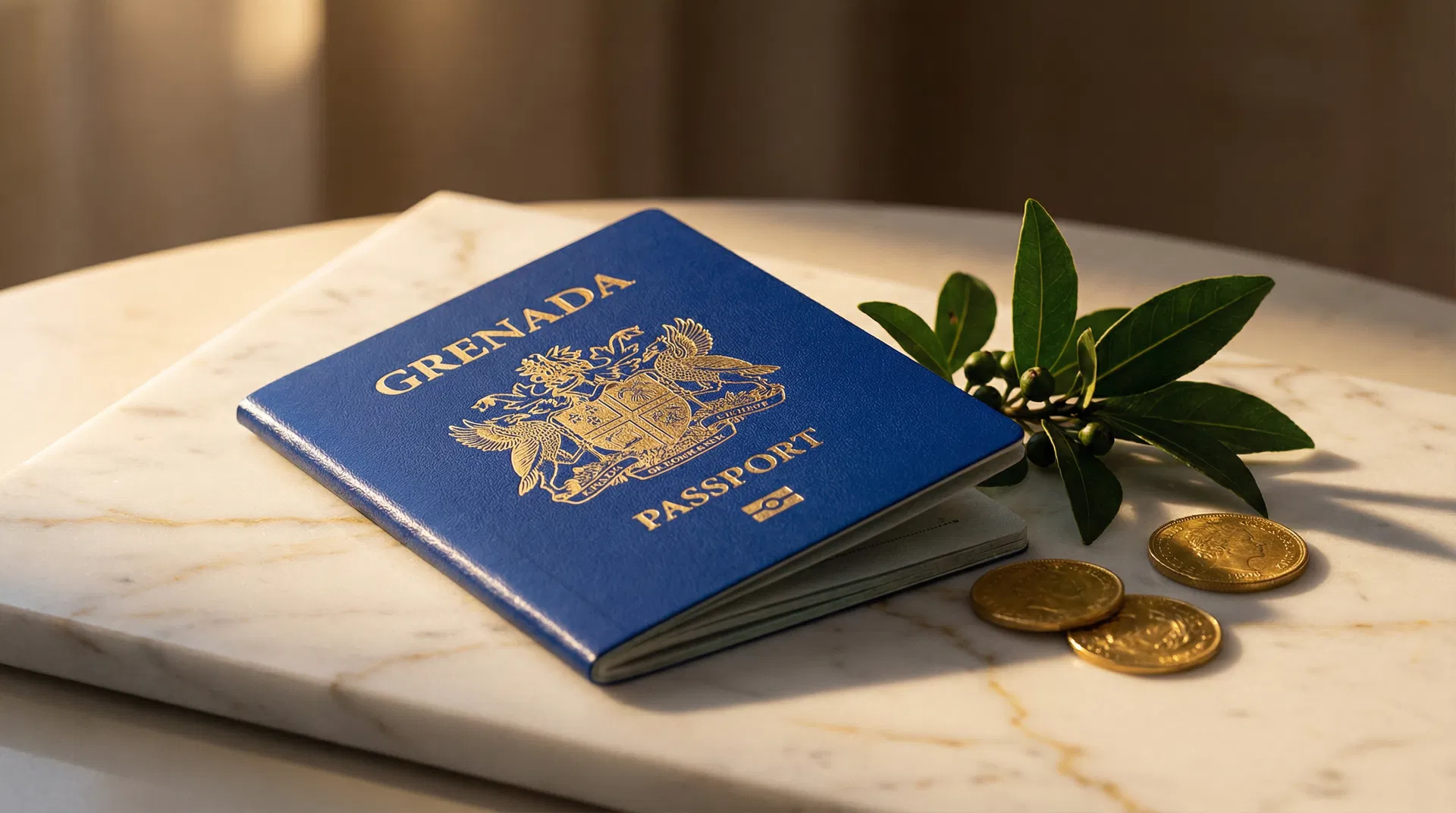Grenada Passport on marble