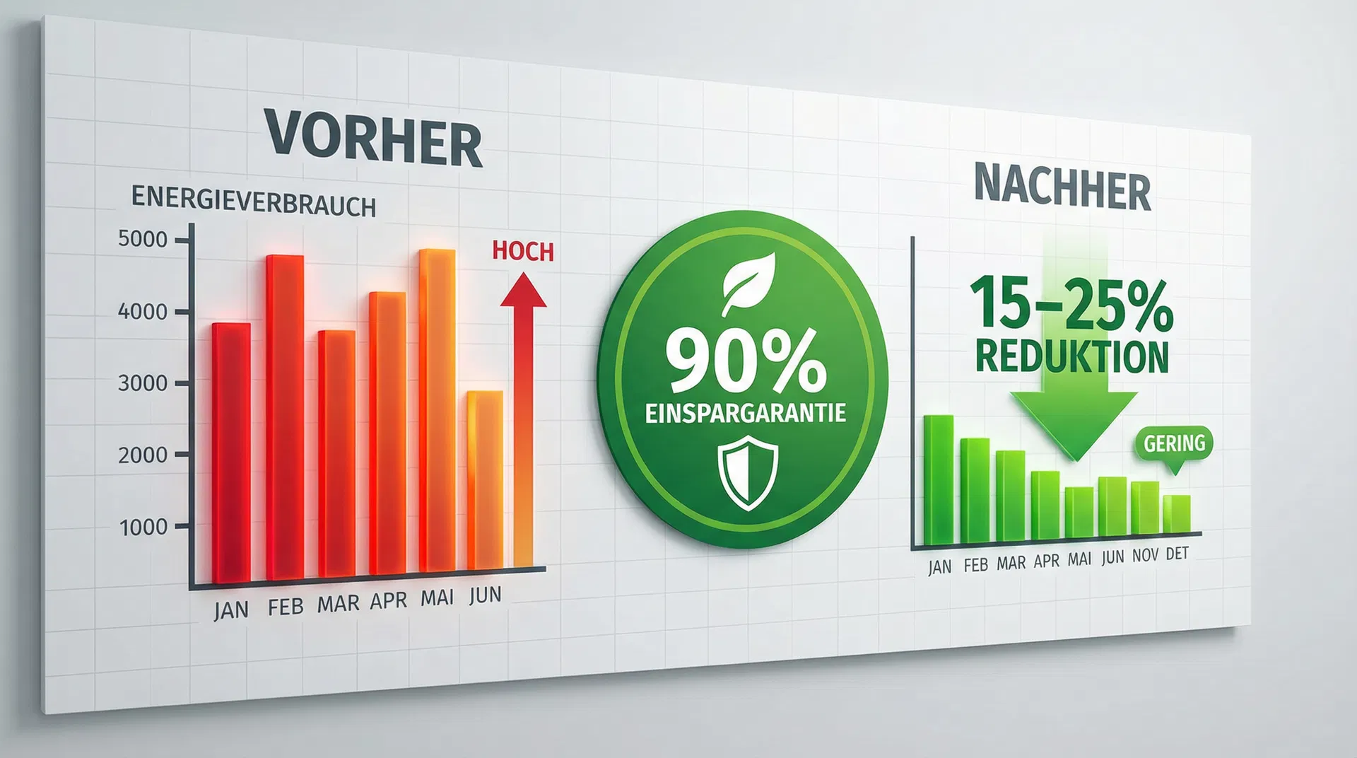 Vorher-Nachher Vergleich Energieverbrauch mit 90% Einspargarantie
