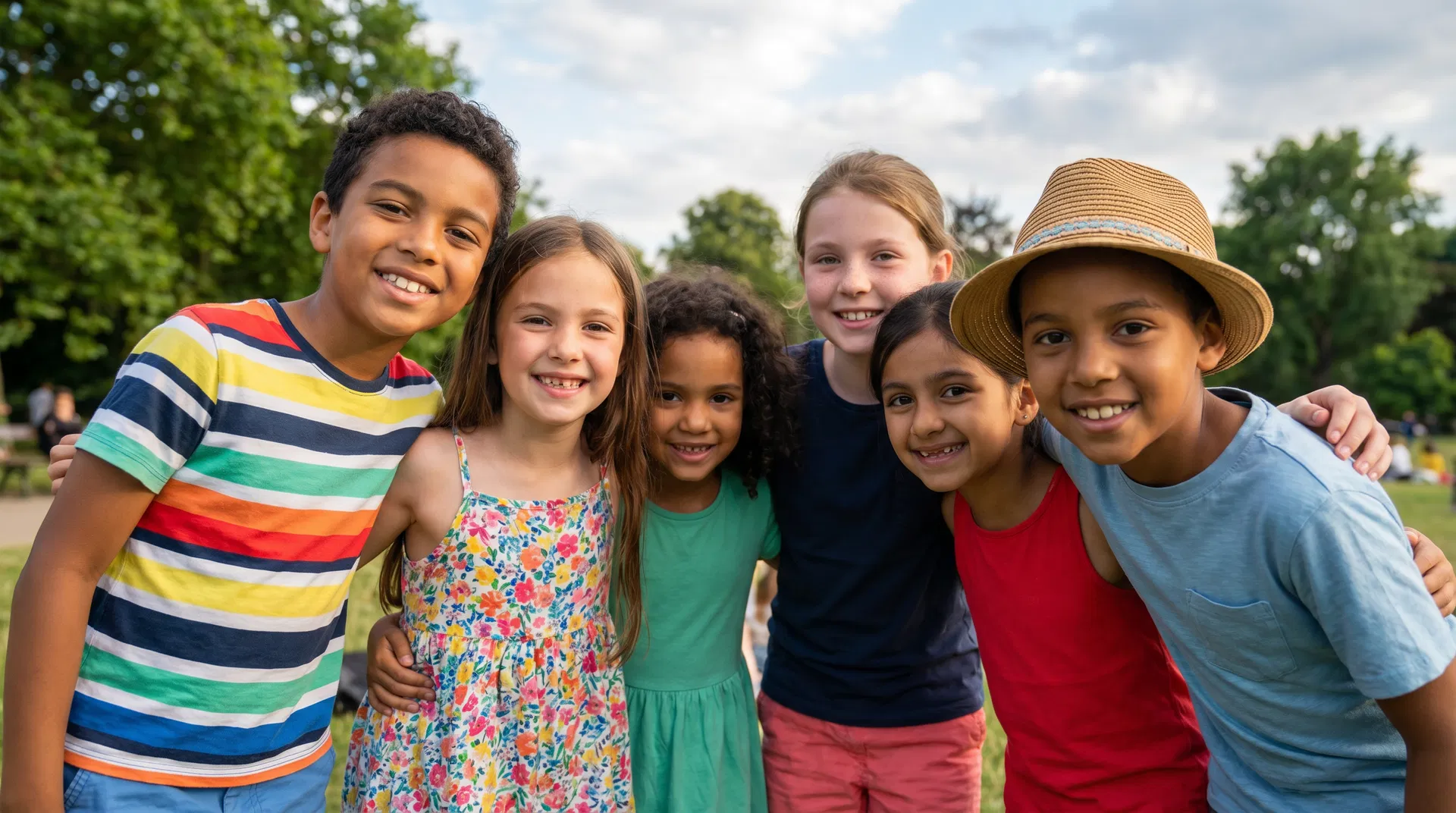Diverse group of smiling children