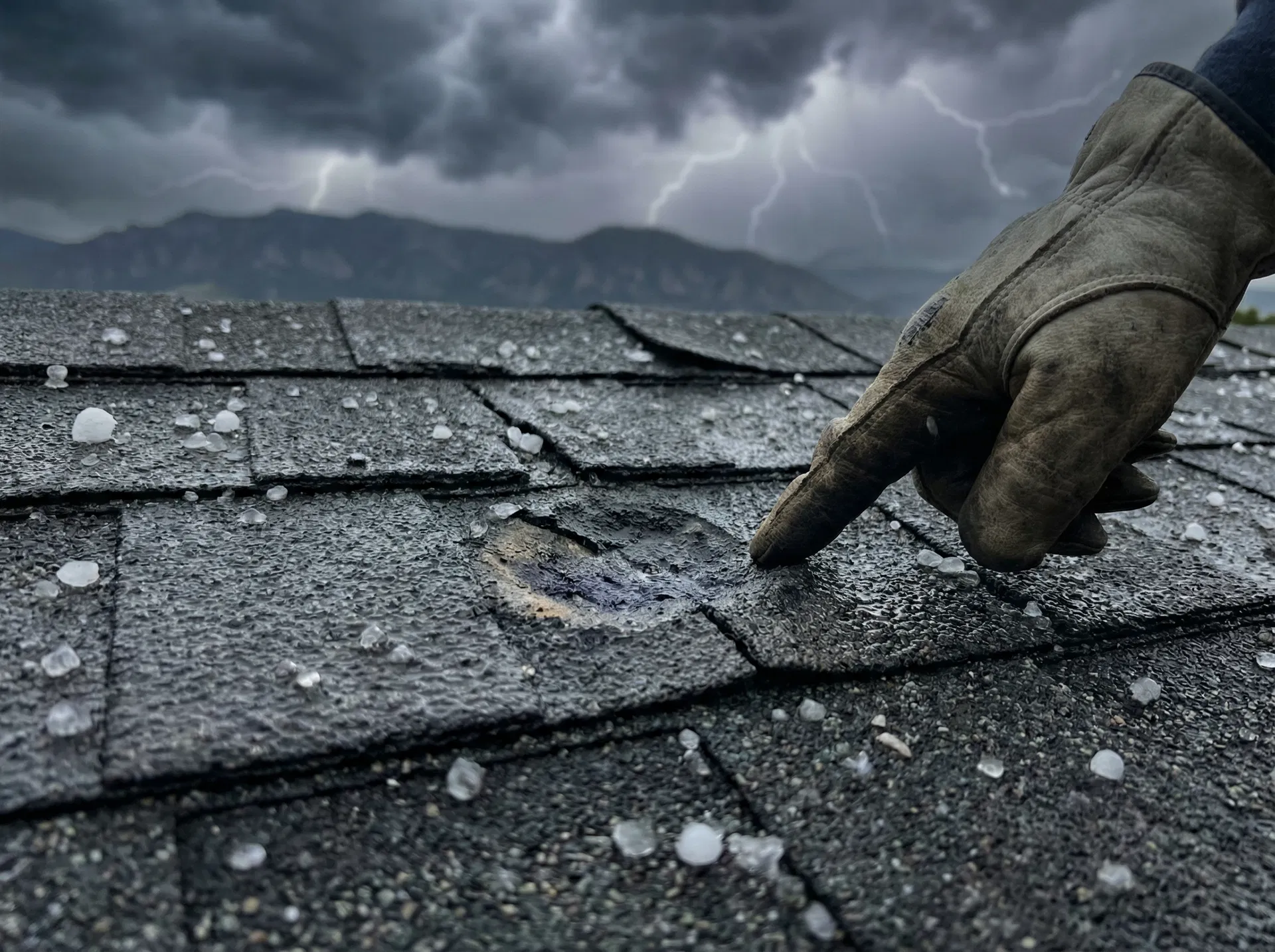 Hail damage on Colorado roof