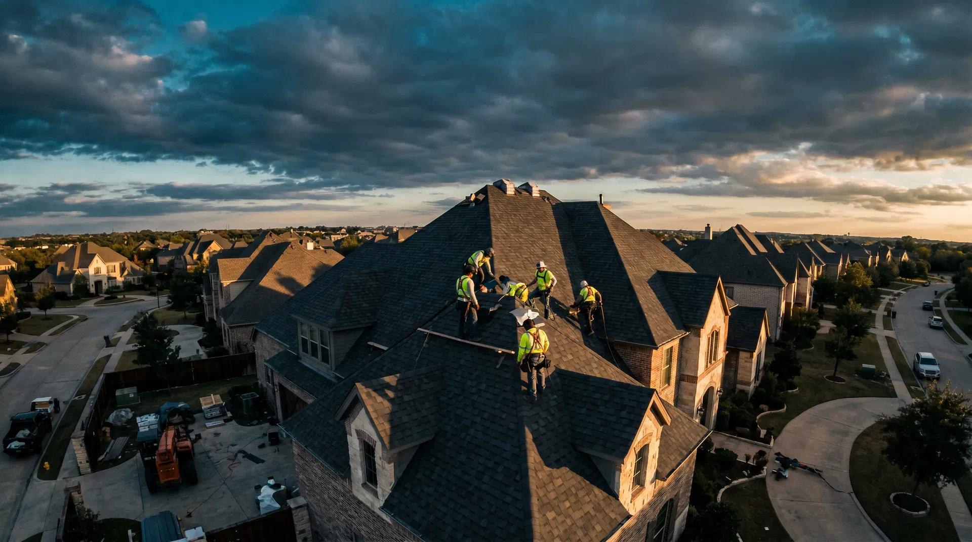 Tenfold Roofing crew installing roof in Dallas TX