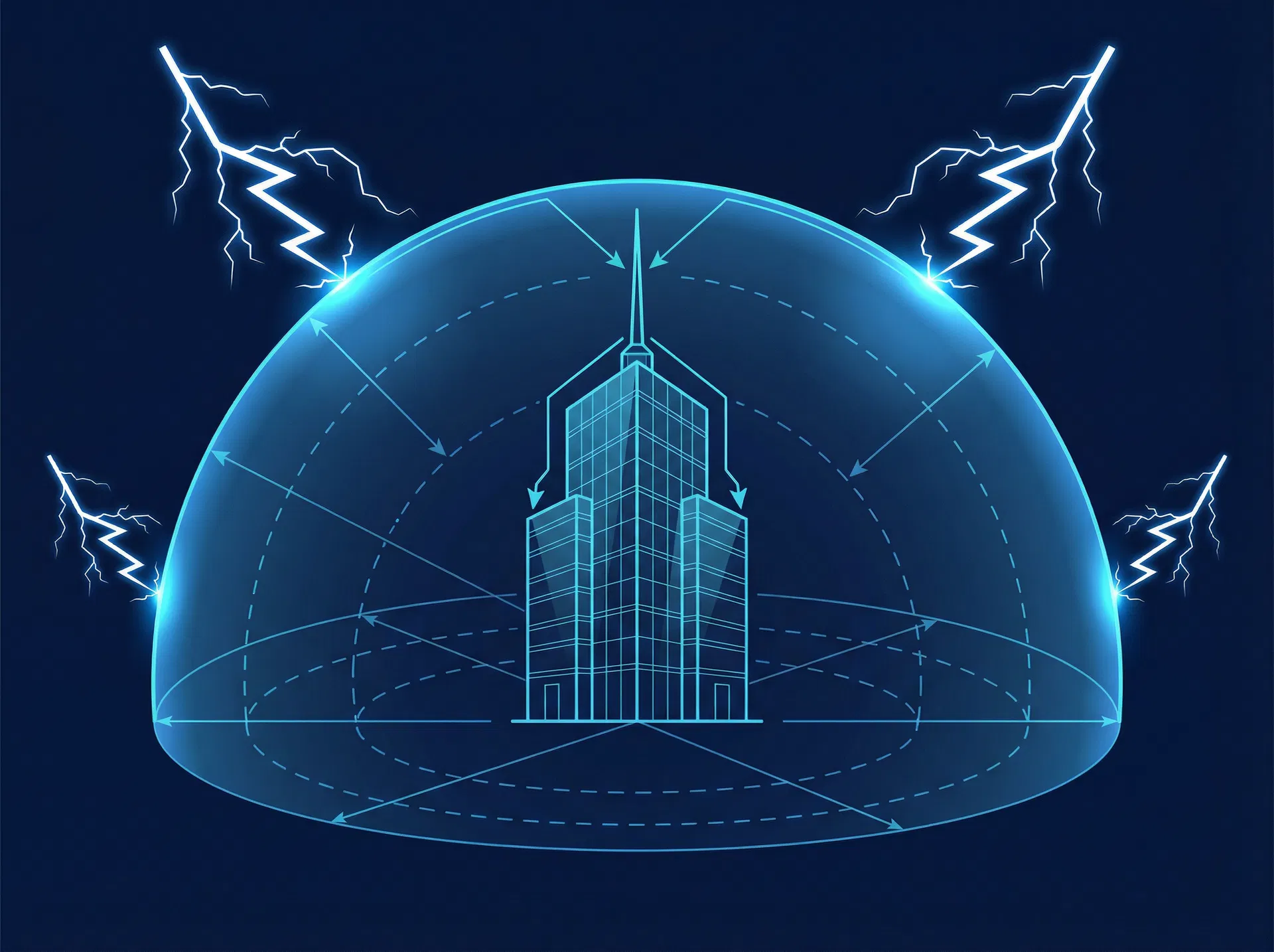 ESE Lightning Protection Radius Diagram