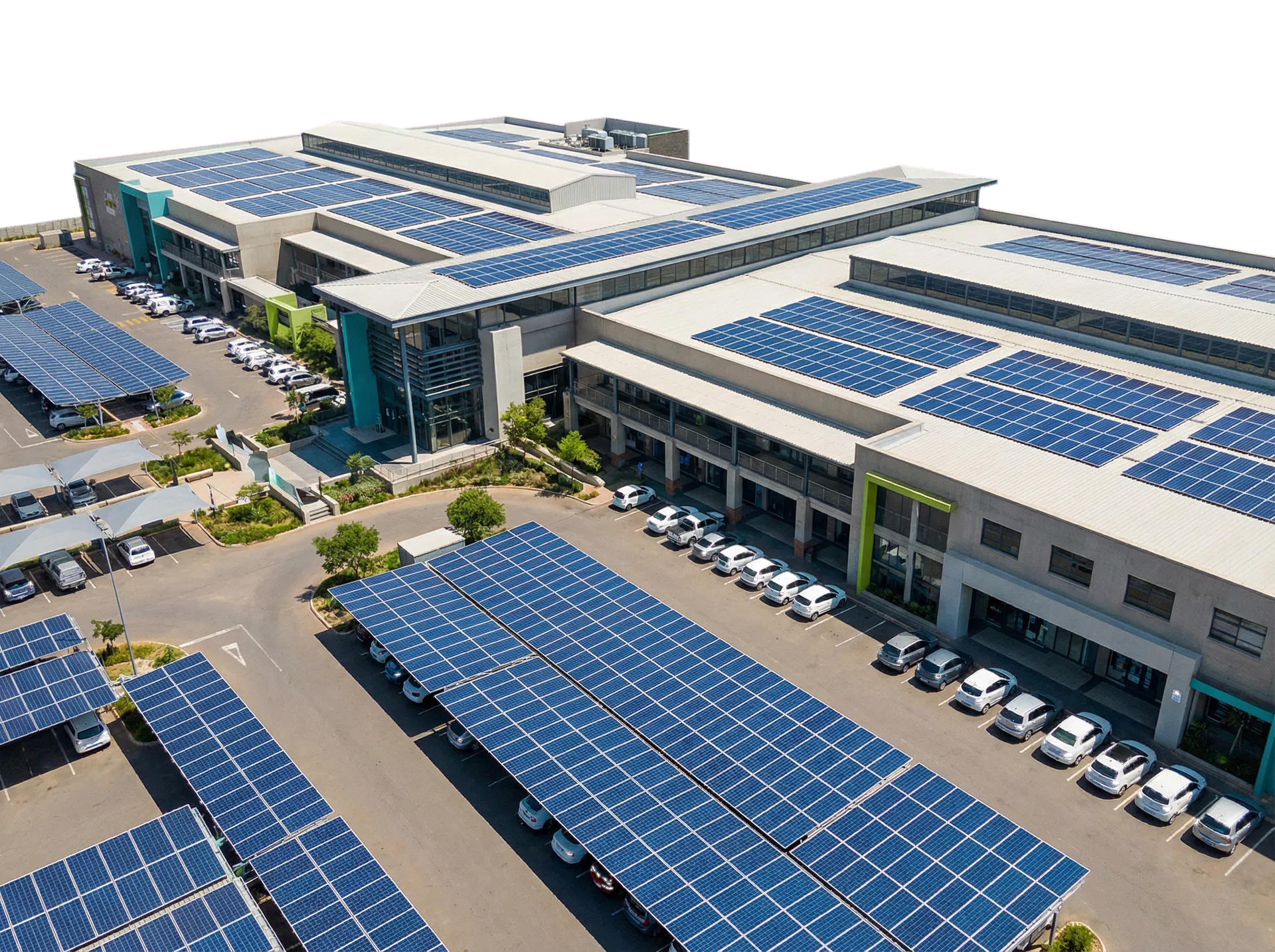 Commercial solar installation across a large business site