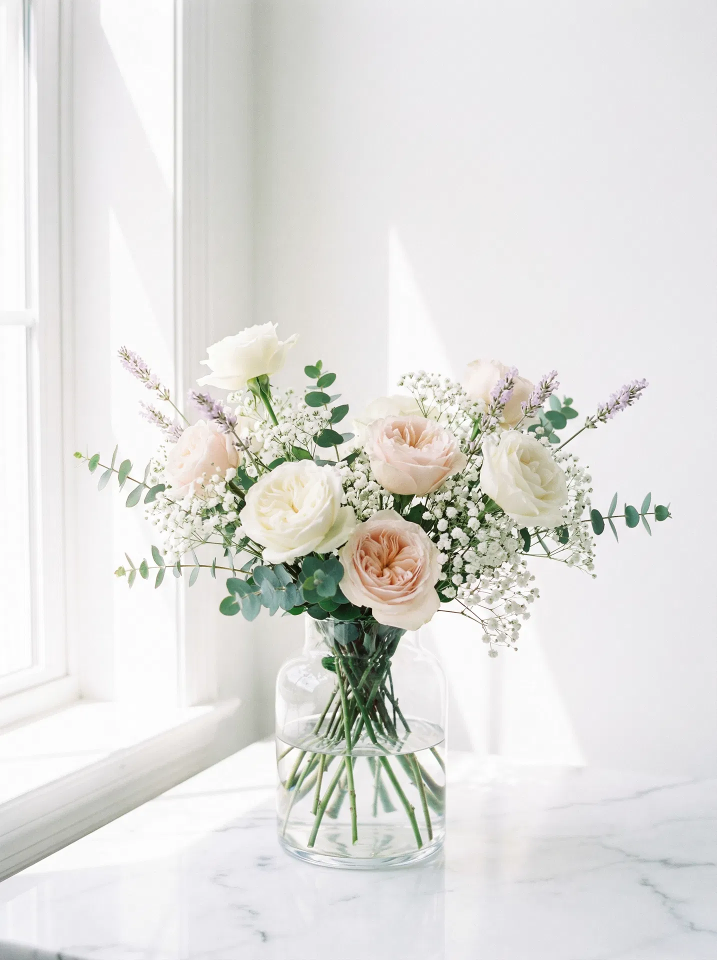 Arranjo floral VOARE em vasinho de vidro