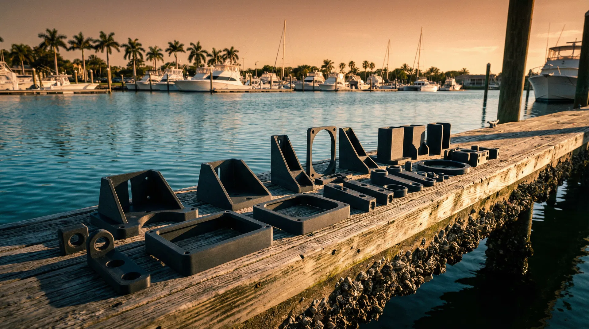 3D printed marine parts on a Southwest Florida dock