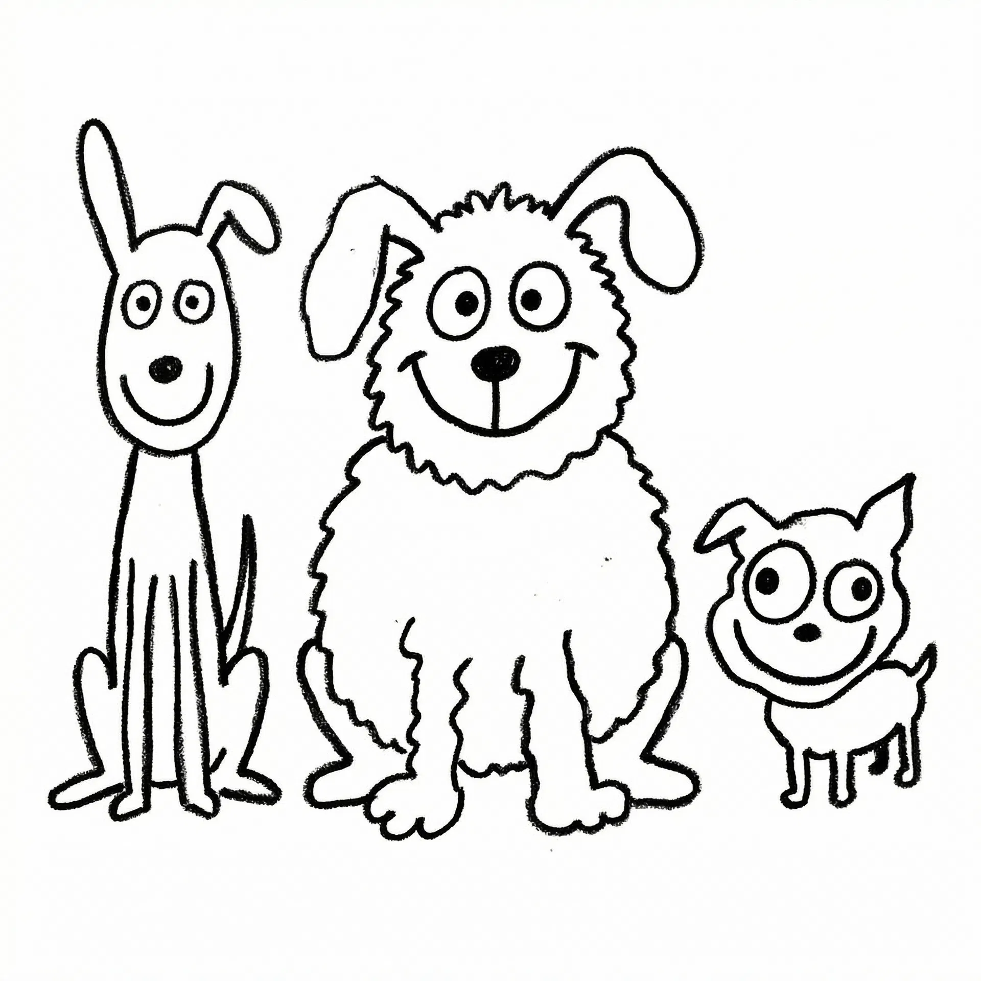 Three happy dogs illustration