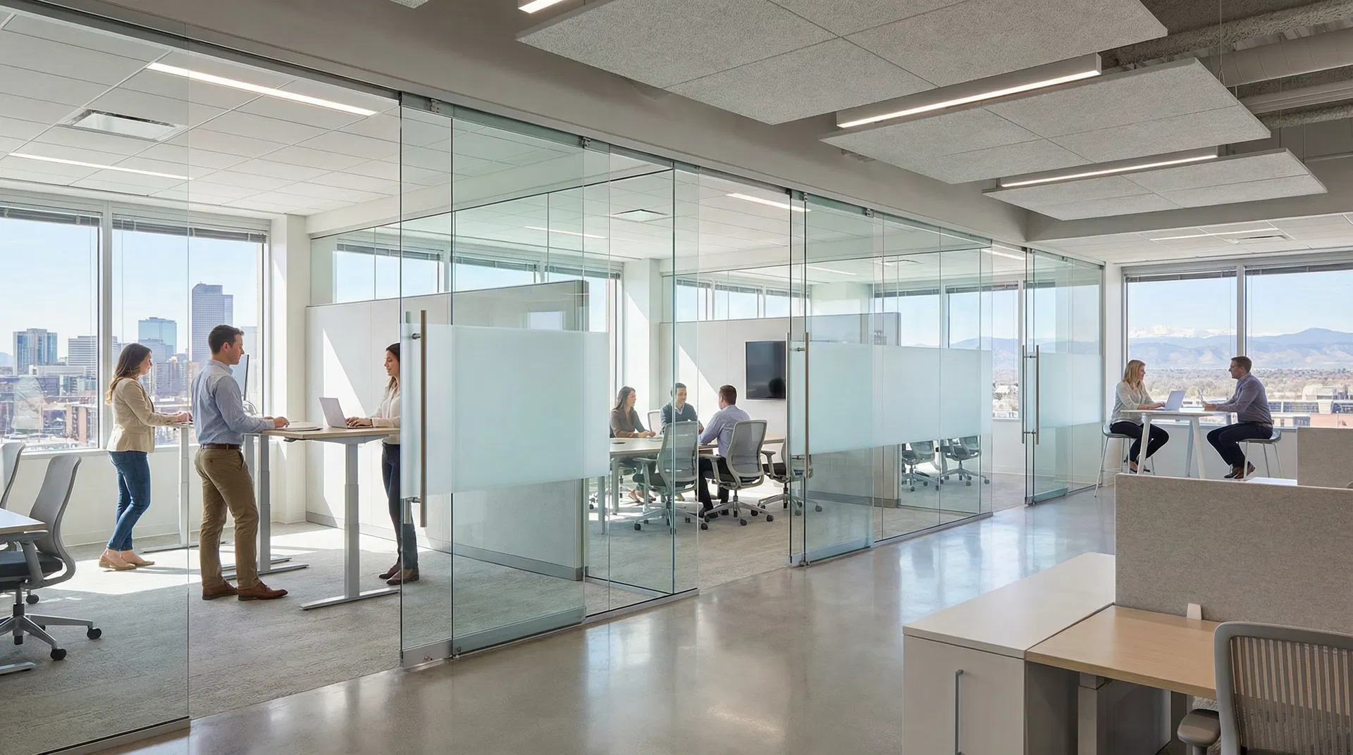 Office glass partitions commercial installation