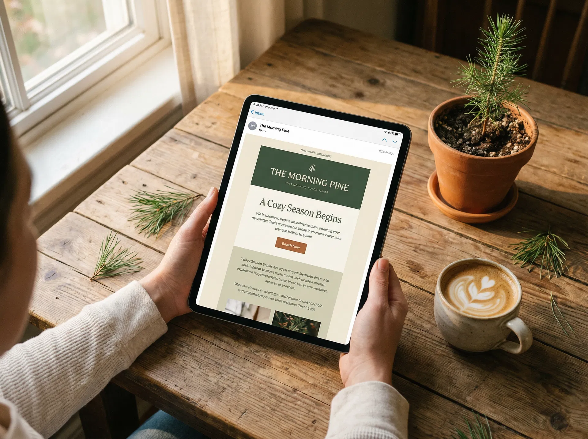 Person reading The Kingwood Canopy newsletter on a tablet