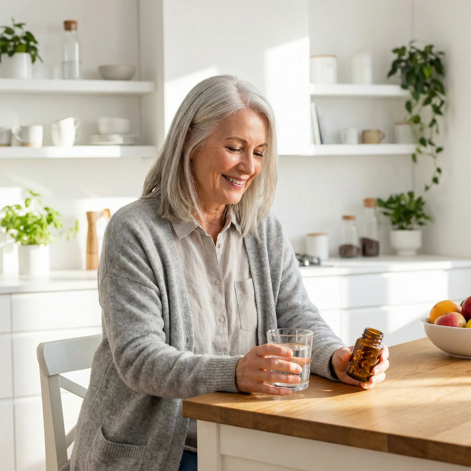 Woman taking supplement