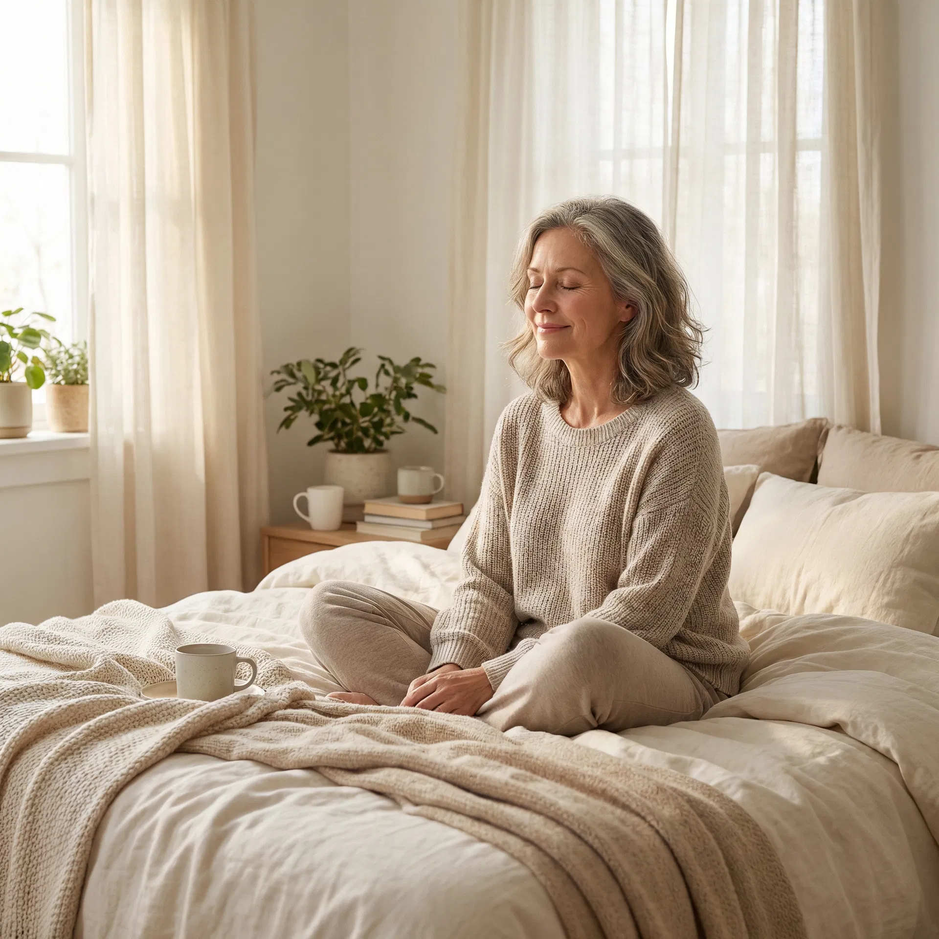 Woman meditating peacefully