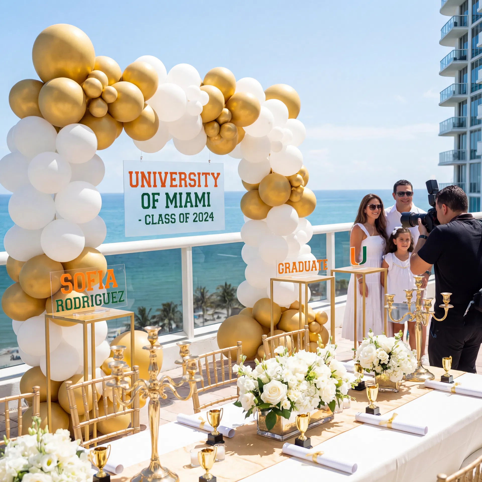 University of Miami Graduation — acrylics in UM colors