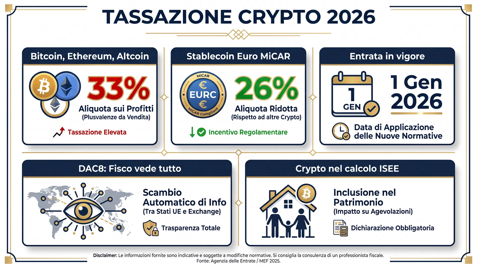 Infografica Tassazione Crypto 2026