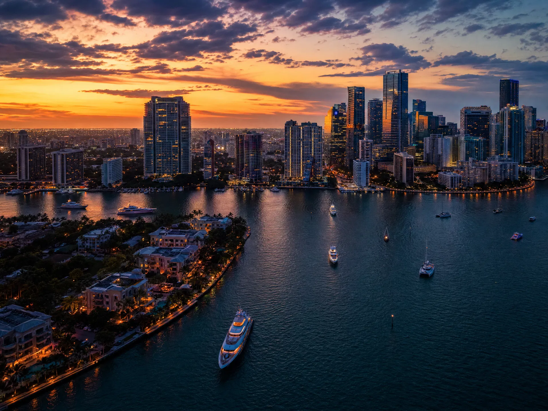 Miami skyline at dusk