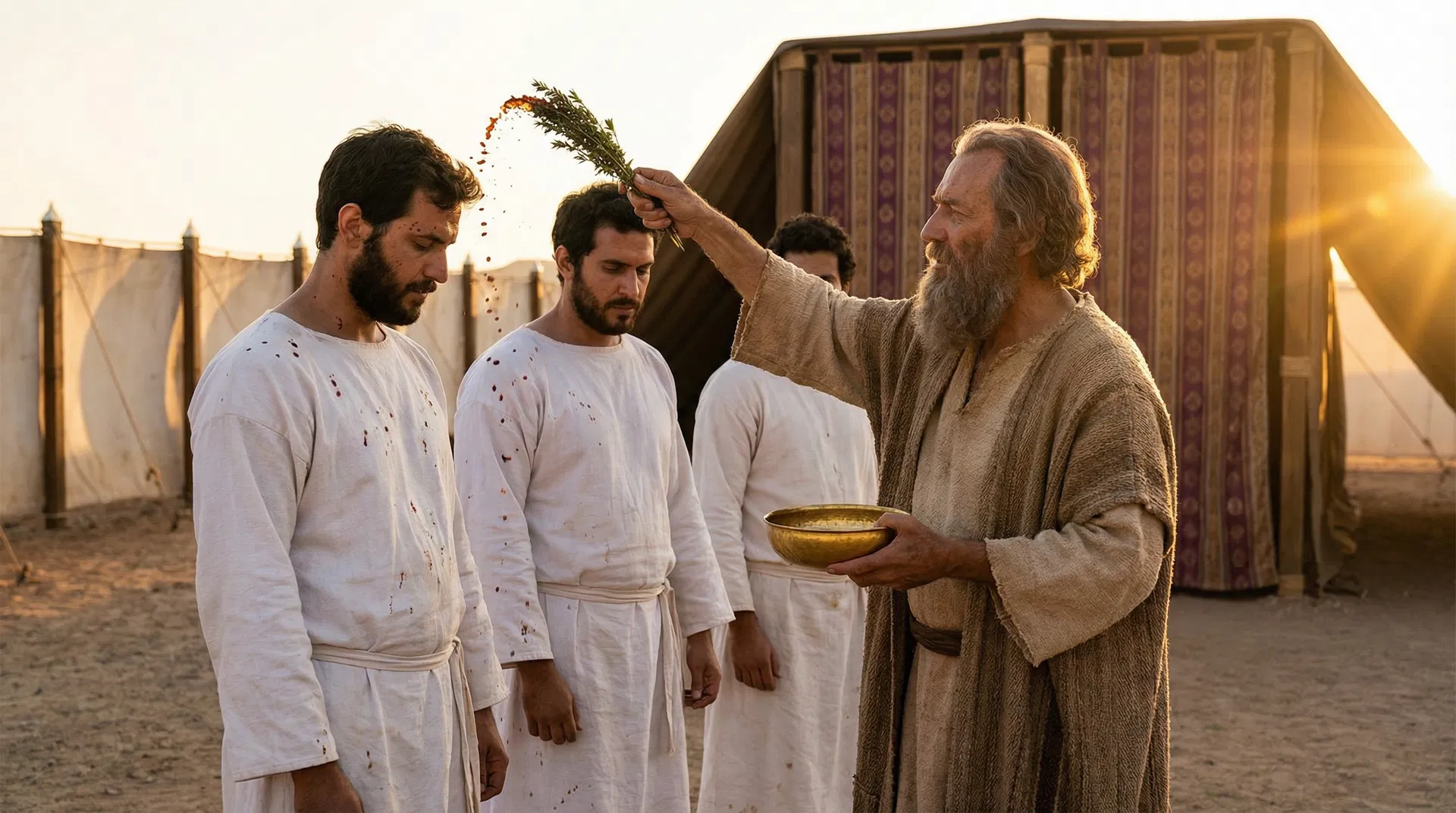 Moses Sprinkles Oil and Blood on Aaron and His Sons