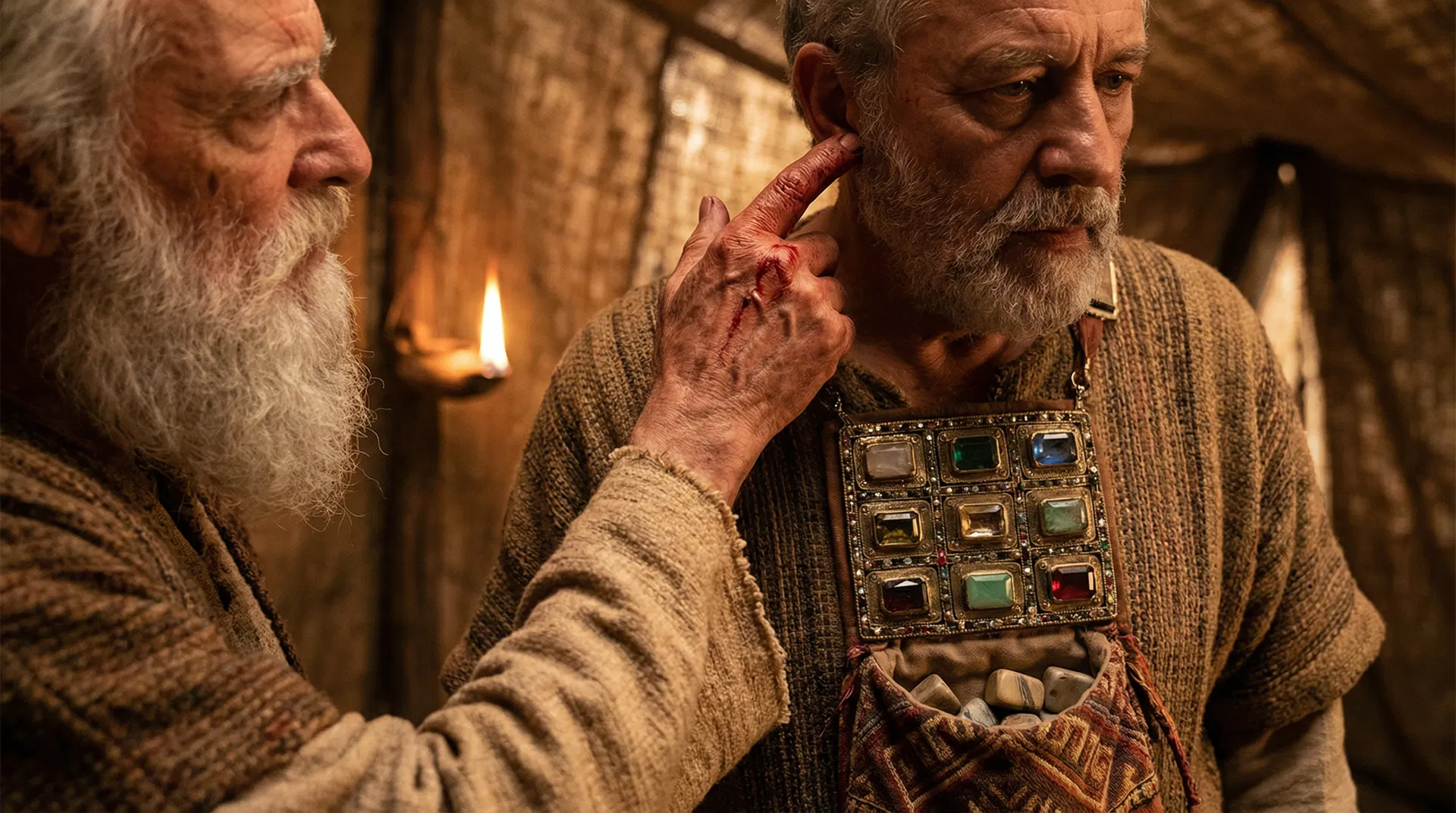 Blood Applied to Aaron's Right Ear  -  Close-Up