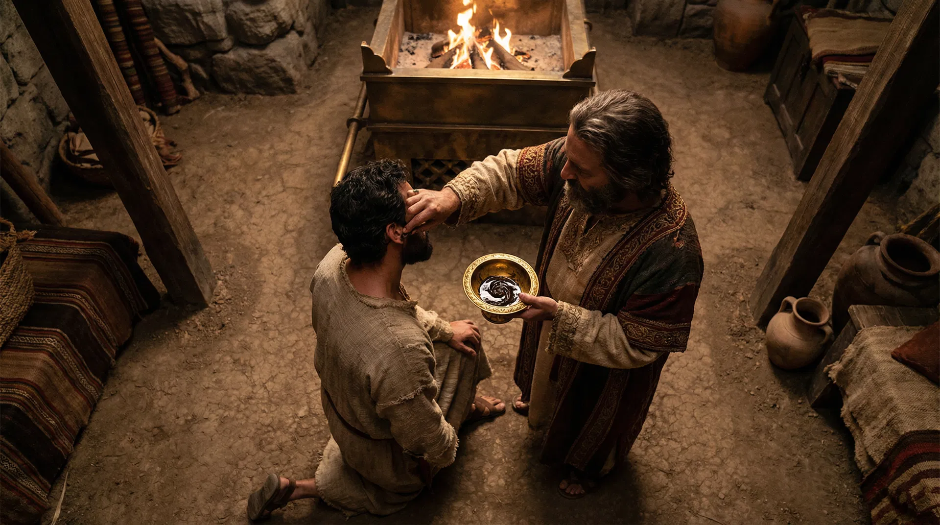 Bird's-Eye View - Moses Applies Blood to Aaron's Ear