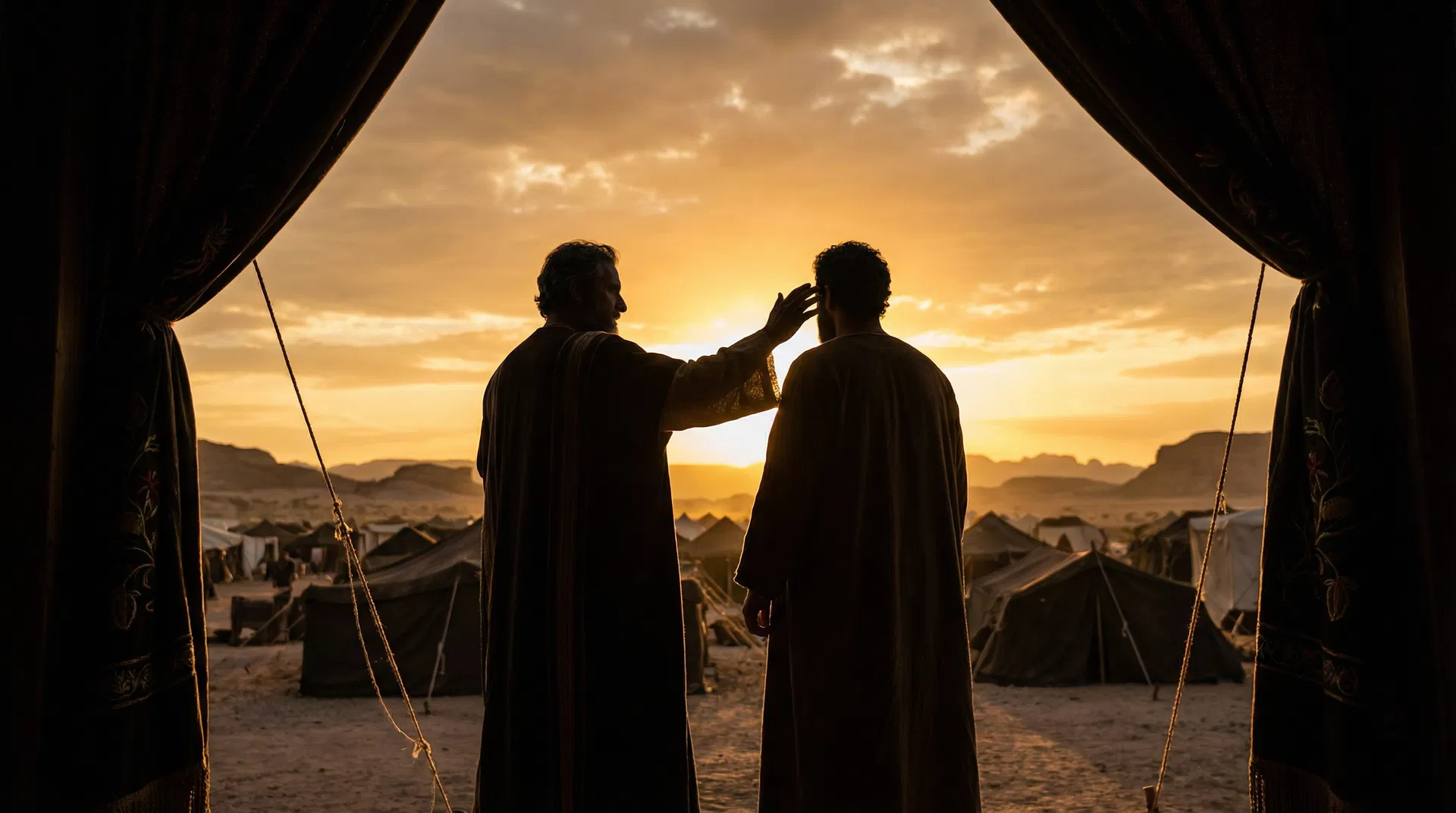 Silhouette at Golden Hour - Moses and Aaron at the Mishkan