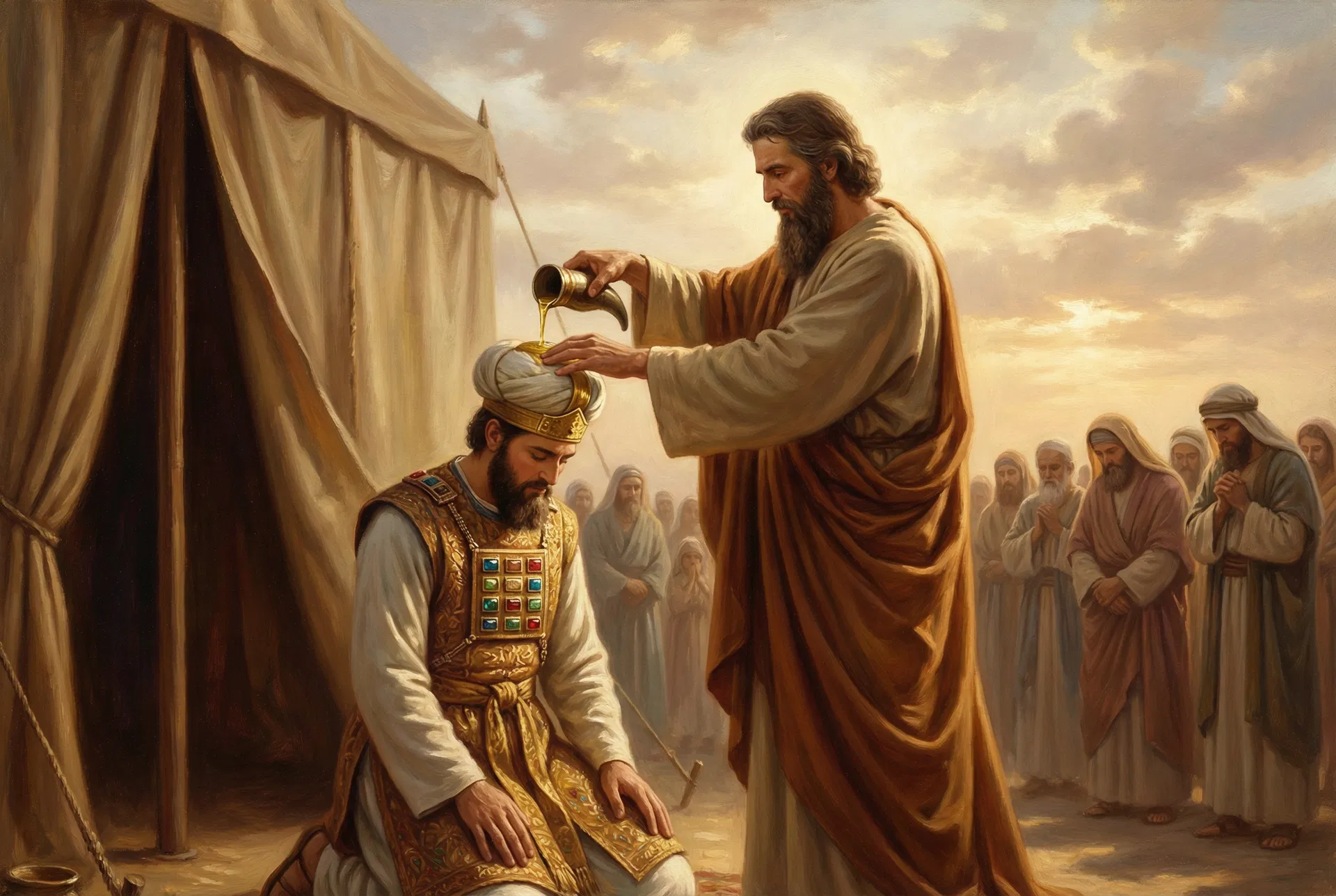 Moses anointing Aaron as High Priest