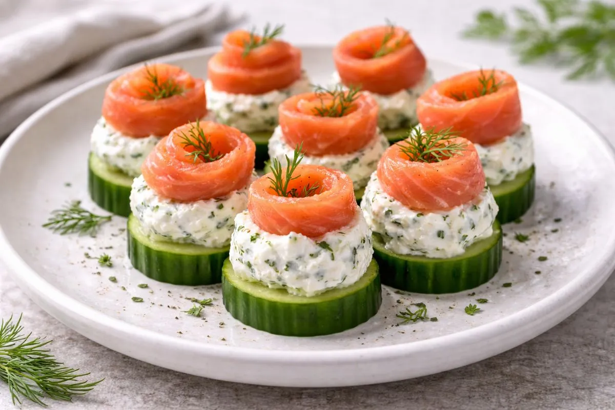Gurken-Lachs-Frischkäse-Türmchen - Proteinreiches Rezept | Magenkompass