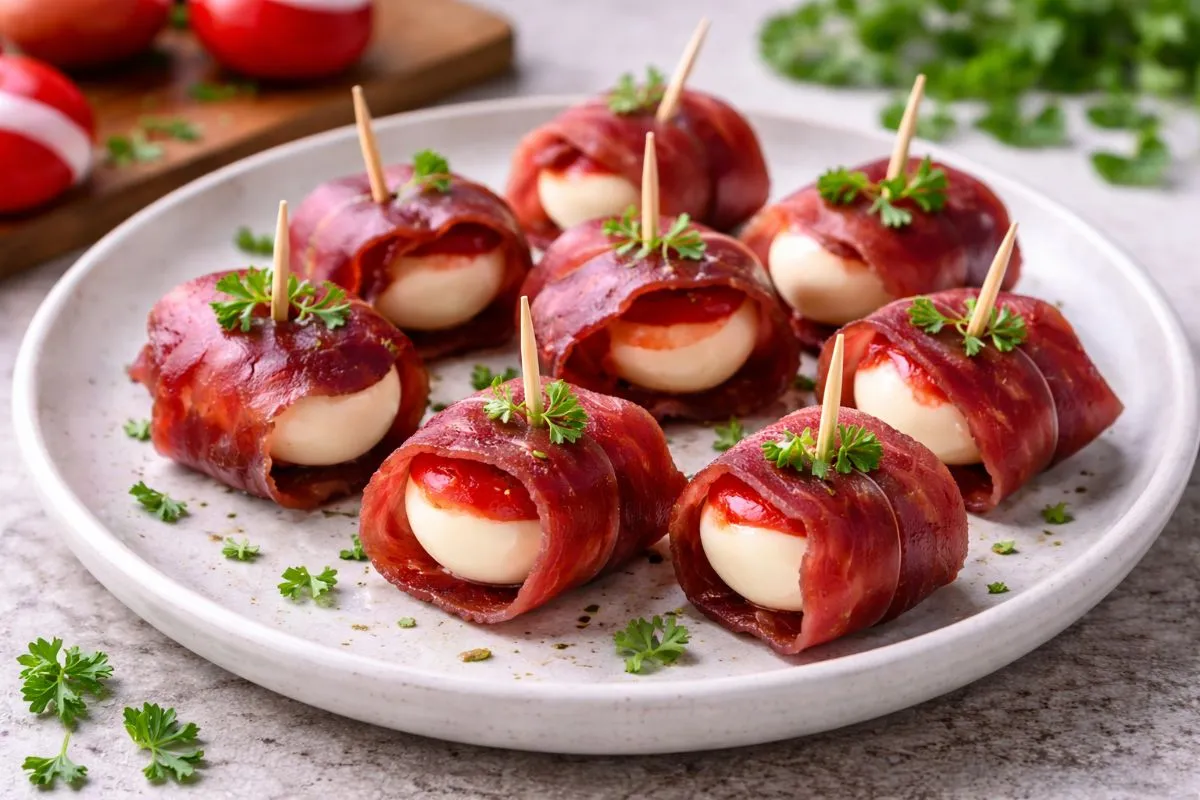 Babybel-Bündnerfleisch-Häppchen - Proteinreiches Rezept | Magenkompass