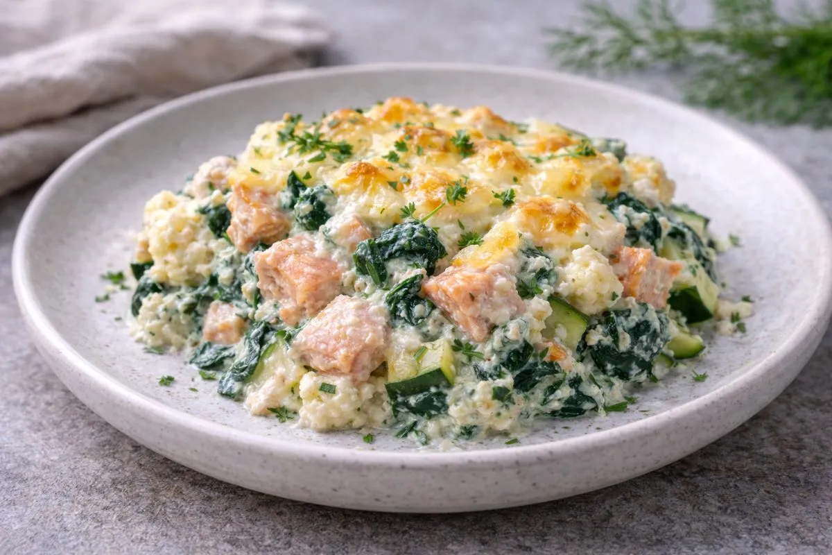 Lachs-Spinat-Quark-Auflauf - Proteinreiches Rezept | Magenkompass