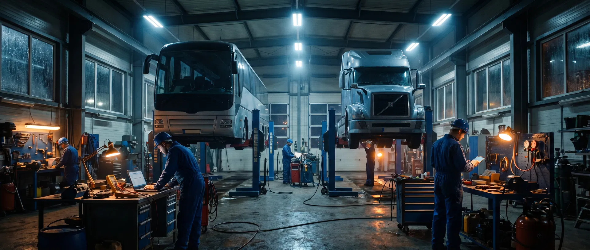 Professional vehicle maintenance workshop