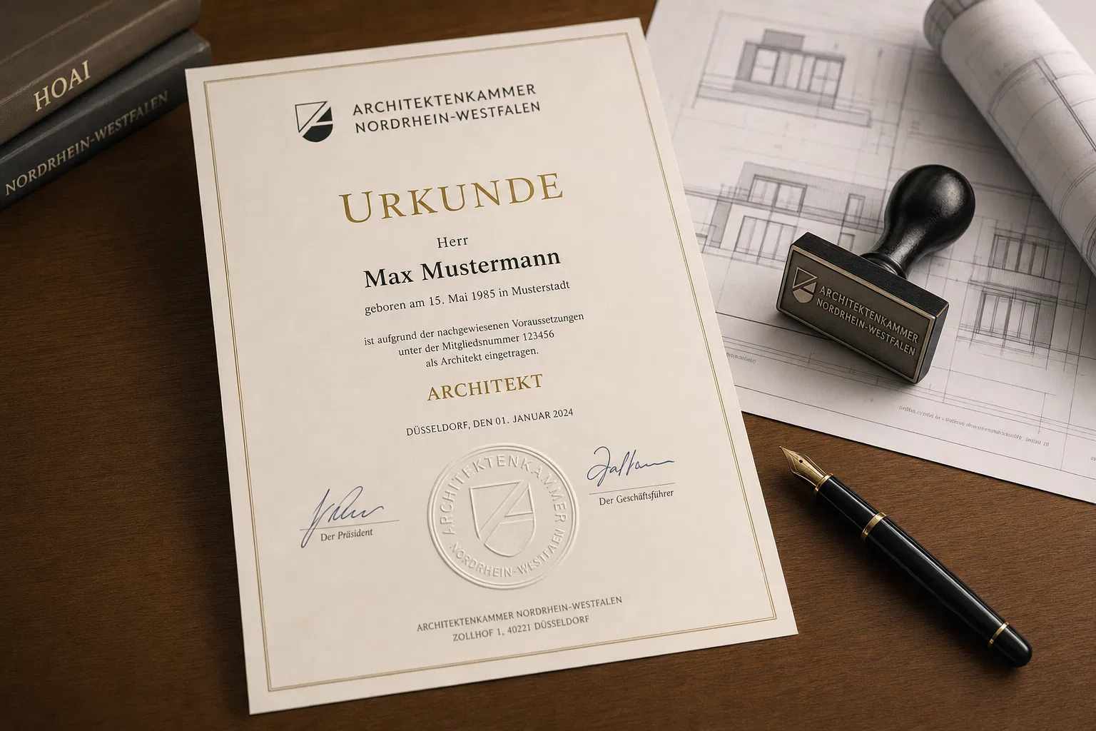 Architektenkammer-Urkunde – Kammereintragung als Voraussetzung für die Selbstständigkeit