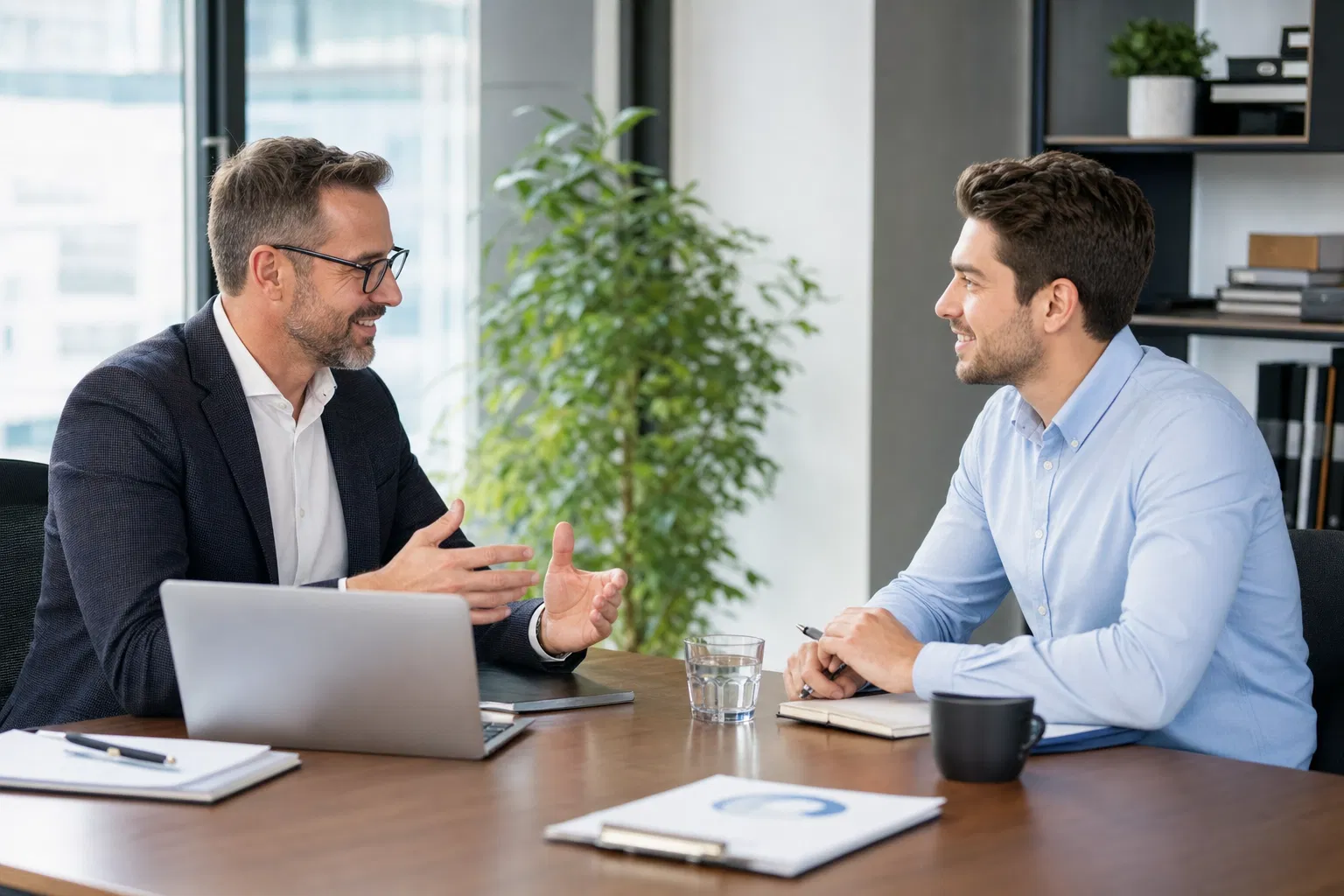 Coach und Gründer beim Erstgespräch – AVGS Träger finden