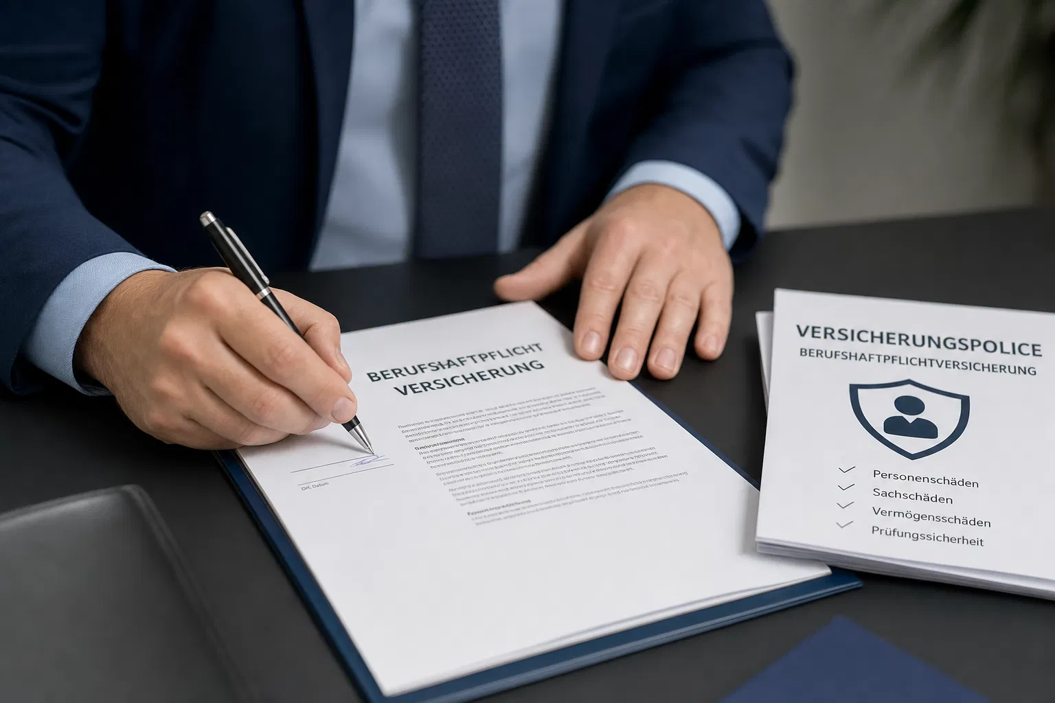 Unternehmensberater unterschreibt Berufshaftpflichtversicherung – Vermogensschadenhaftpflicht fuer Consultants