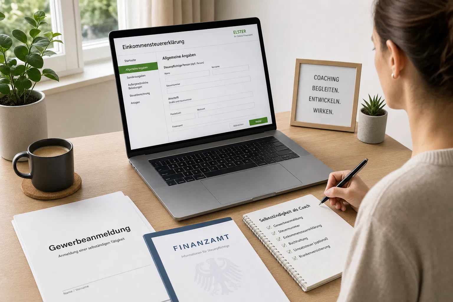 Steuerliche Einordnung als Coach: Gewerbeanmeldung und Finanzamt-Unterlagen für Selbstständige