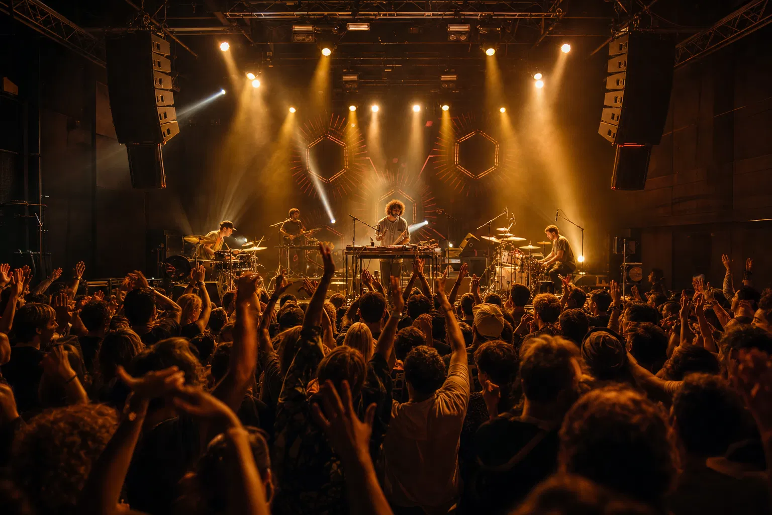 Live-Konzert mit professionellem Bühnenlicht und Publikum – GEMA-Pflicht bei Musikveranstaltungen