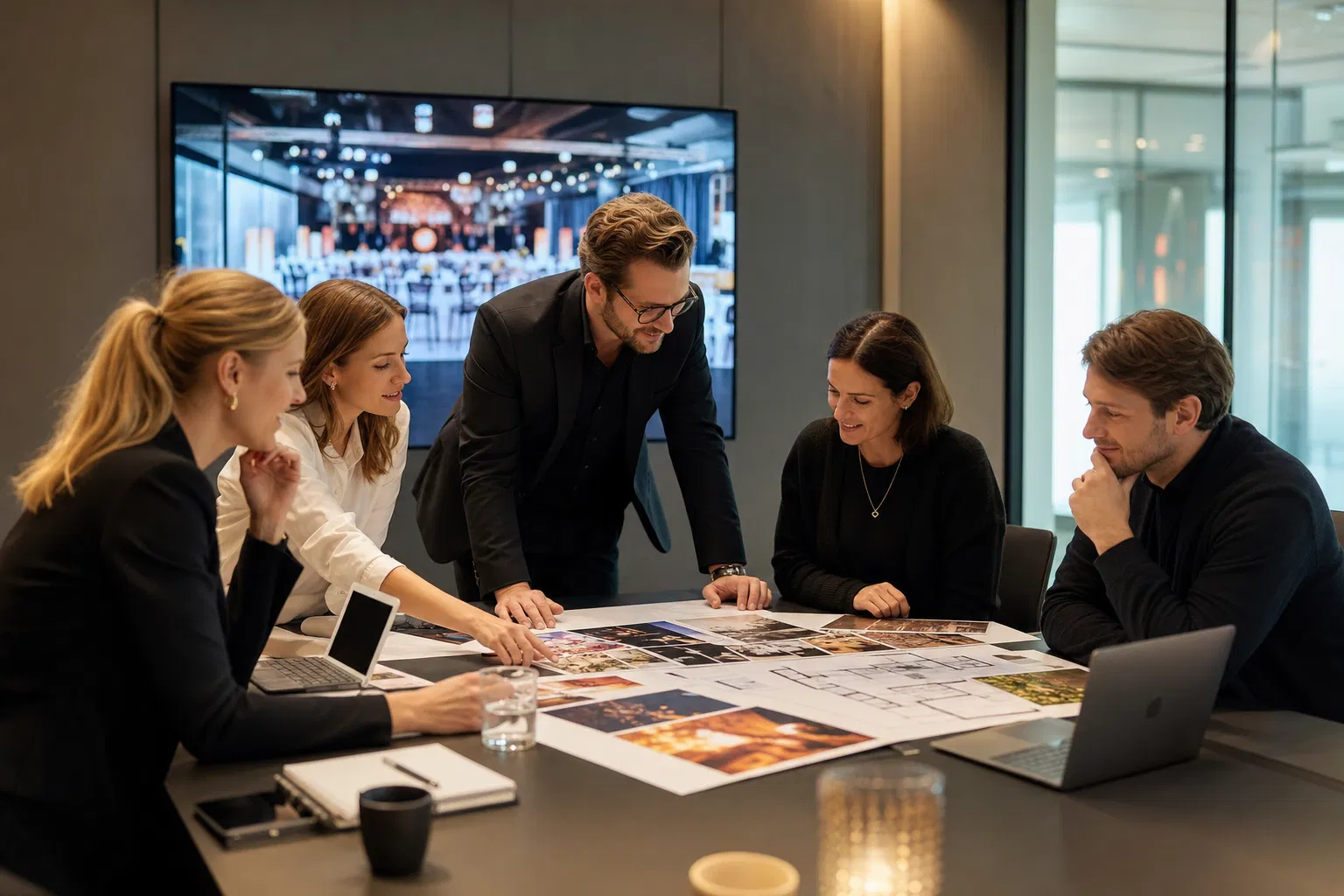 Eventagentur-Team plant Corporate Event an modernem Konferenztisch – Eventagentur gründen 2026