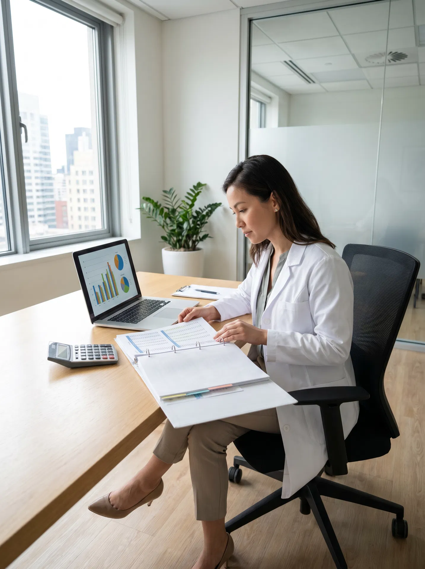 Ärztin erstellt Businessplan für Praxisgründung im Gesundheitsbereich