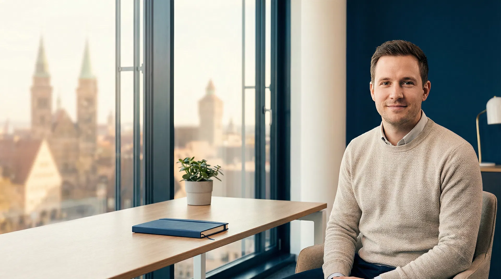 Gründungsberater Nürnberg: Beratungsgespräch mit Blick auf die Nürnberger Burg