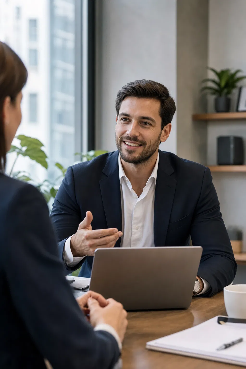 Gründer im Gespräch mit Kunden – Kundengewinnung Coaching