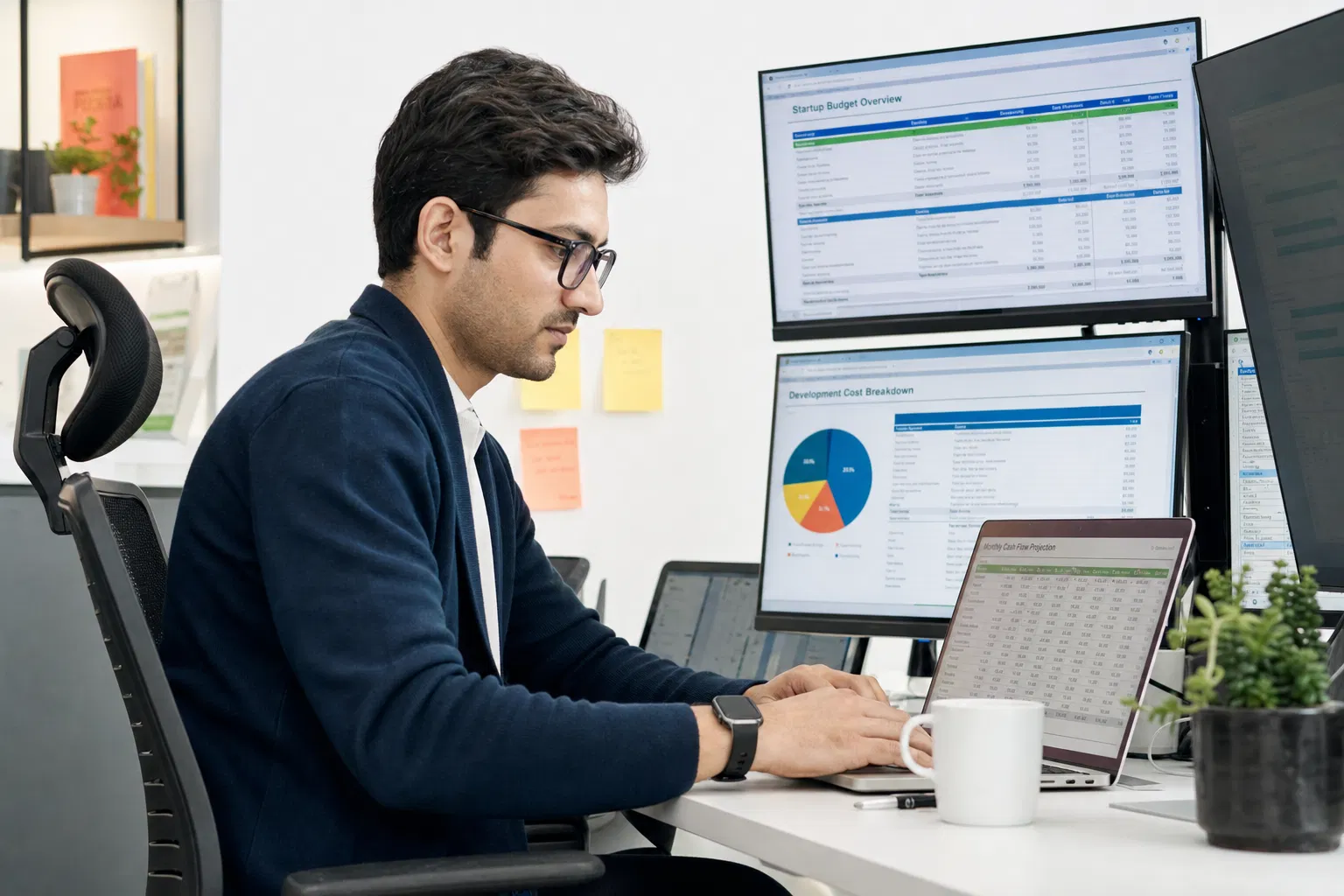 IT-Gründer analysiert Startup-Kosten und Entwicklungsbudget