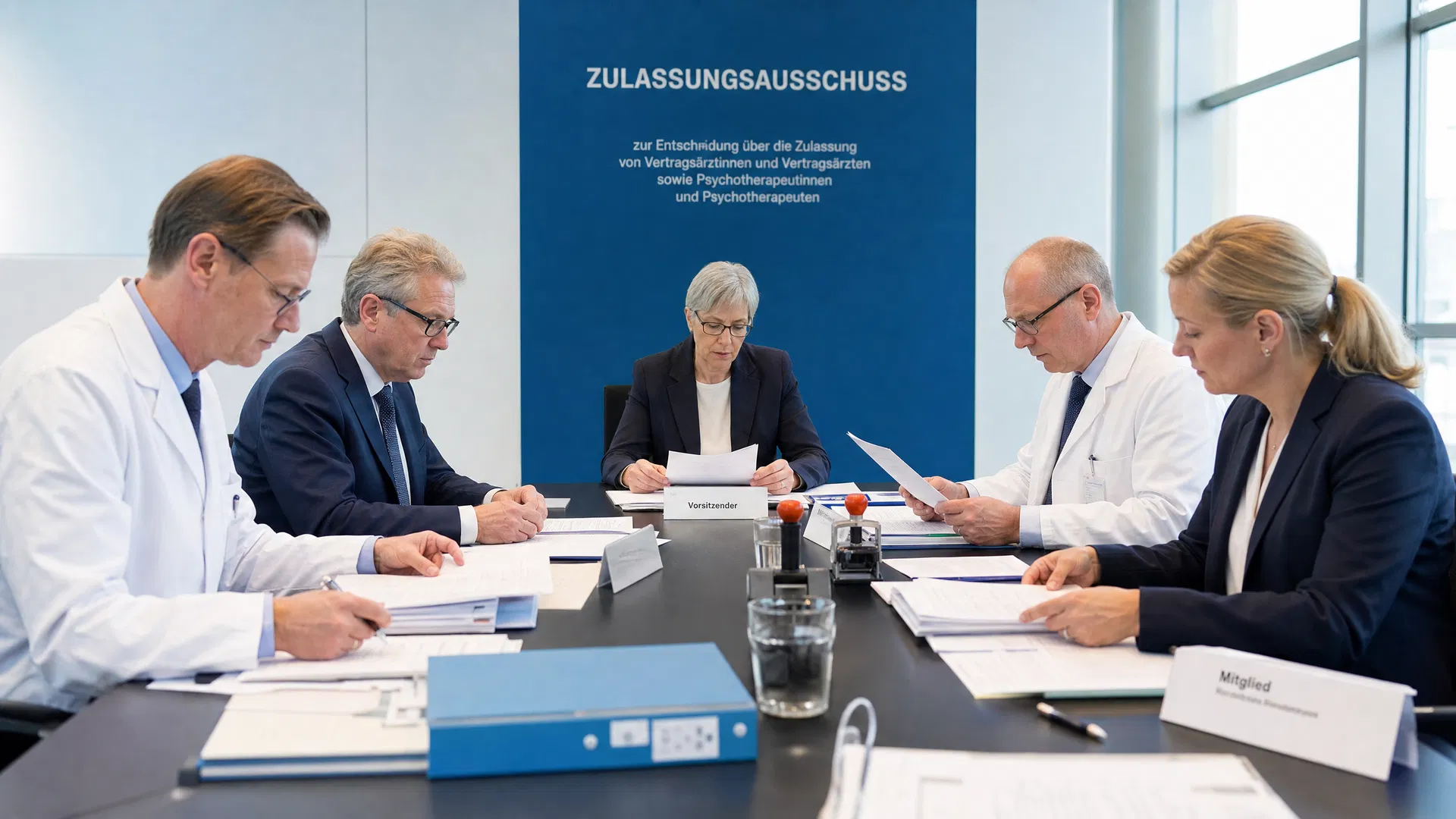 Zulassungsausschuss-Sitzung mit Ärzten und Juristen – Kassenzulassung Verfahren