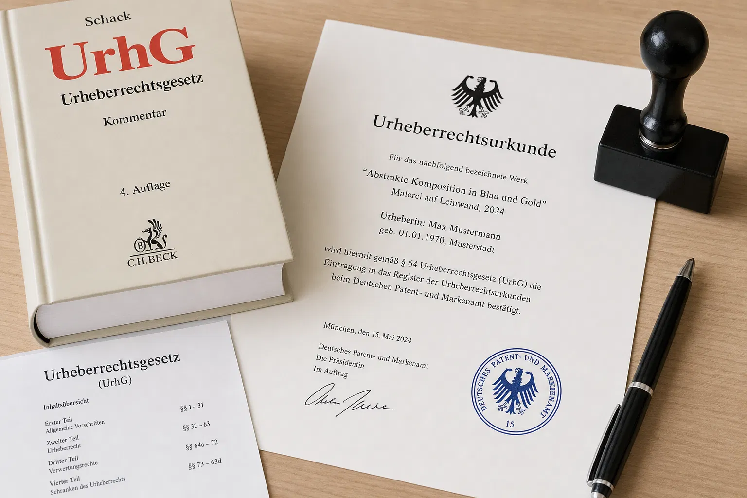 UrhG Urheberrechtsgesetz und Urheberrechtsurkunde – Nutzungsrechte für Künstler